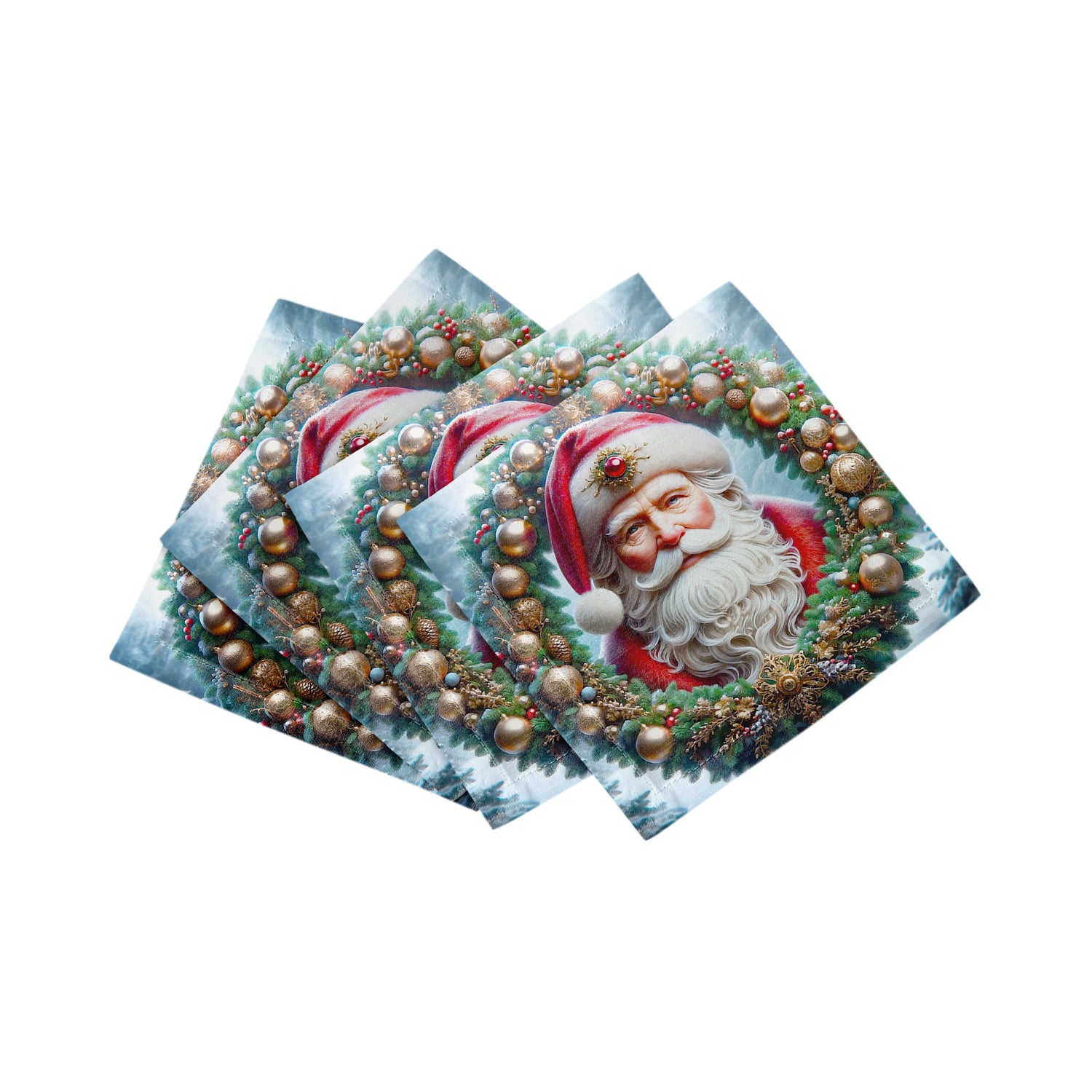 Santa Claus Cotton Sateen Cocktail Napkins