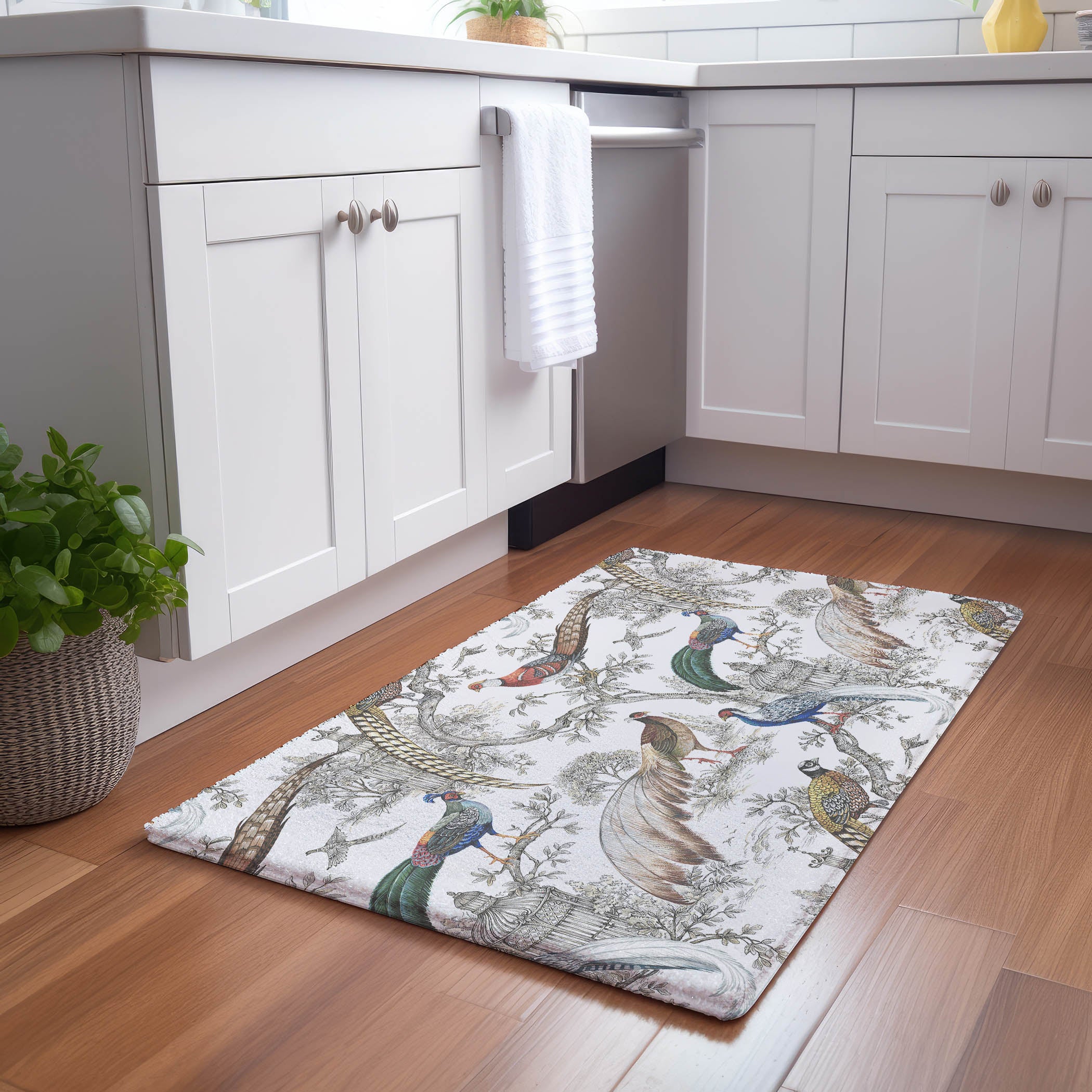 Sauvage White Microfiber Rectangle Washable Rug