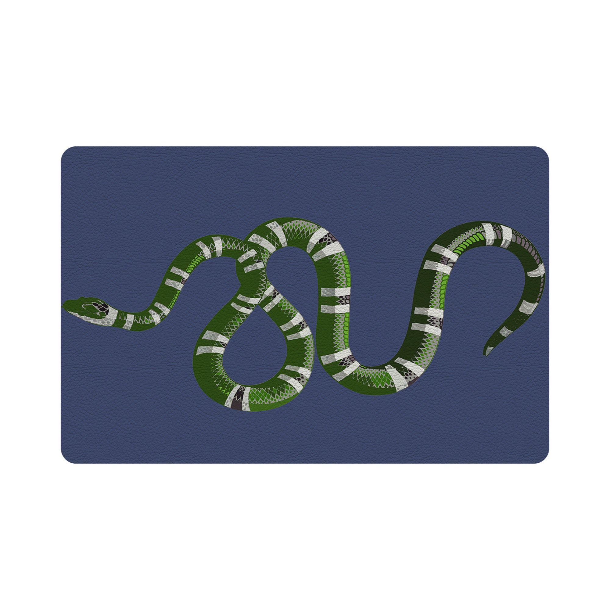 Serpent Blue Vegan Leather Rectangle Placemat - nicolettemayer.com