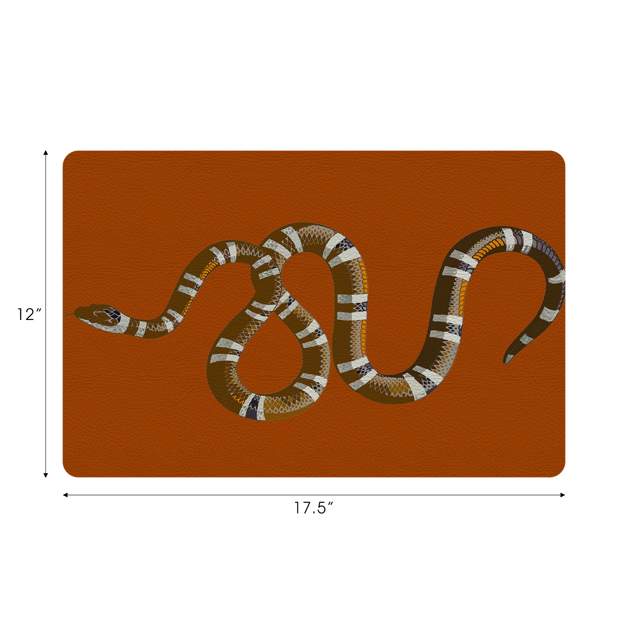 Serpent Burnt Orange Vegan Leather Rectangle Placemat - nicolettemayer.com