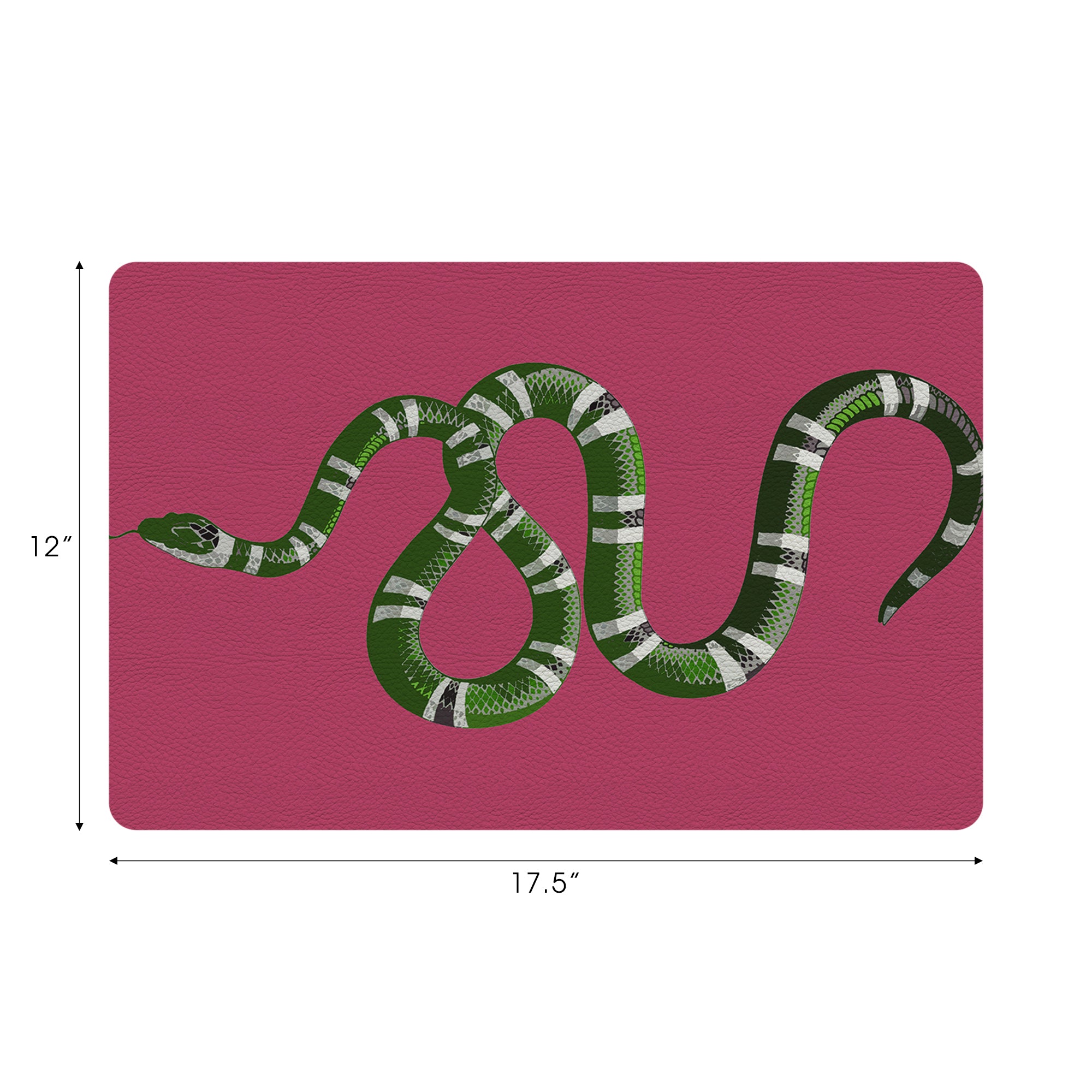 Serpent Raspberry Vegan Leather Rectangle Placemat - nicolettemayer.com