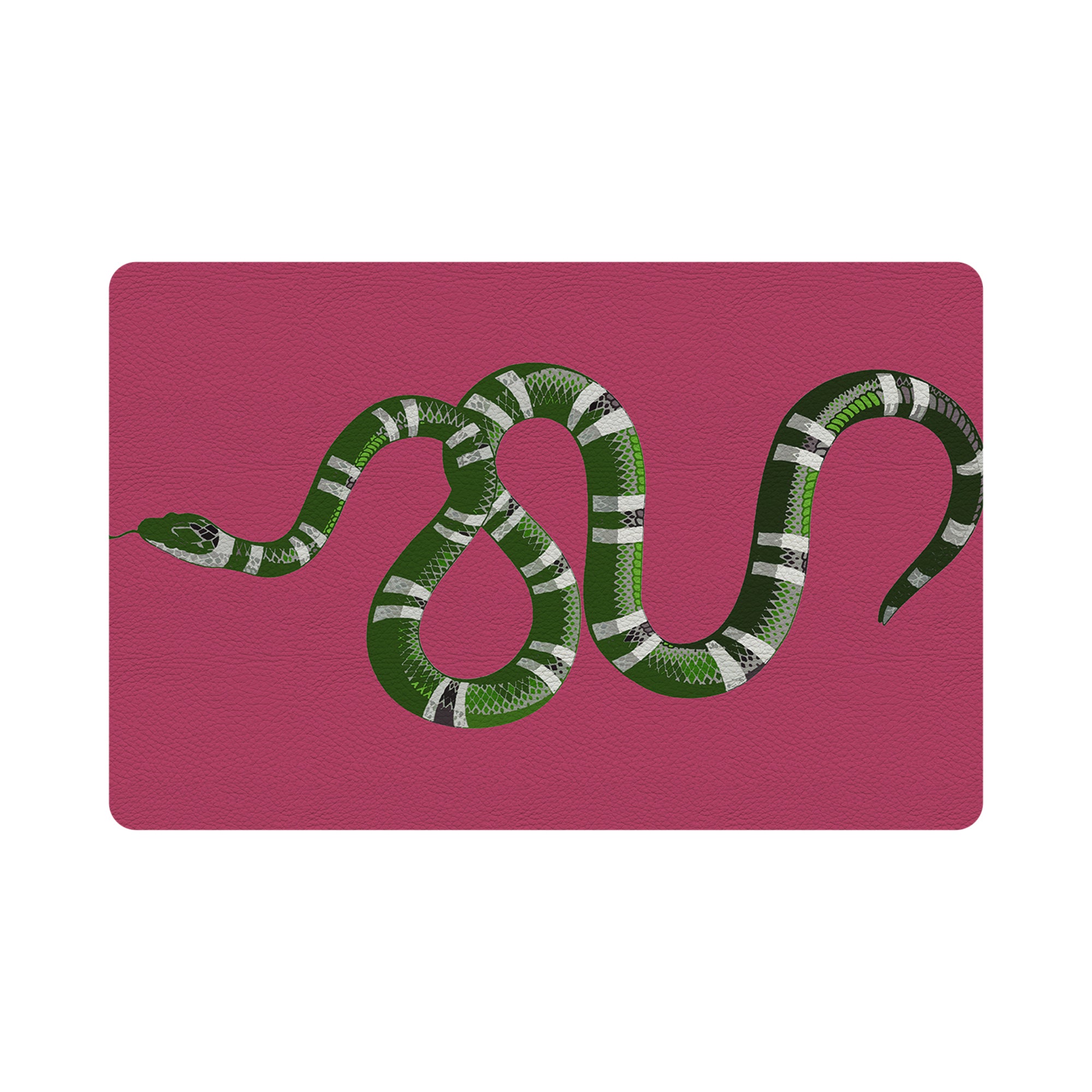 Serpent Raspberry Vegan Leather Rectangle Placemat - nicolettemayer.com