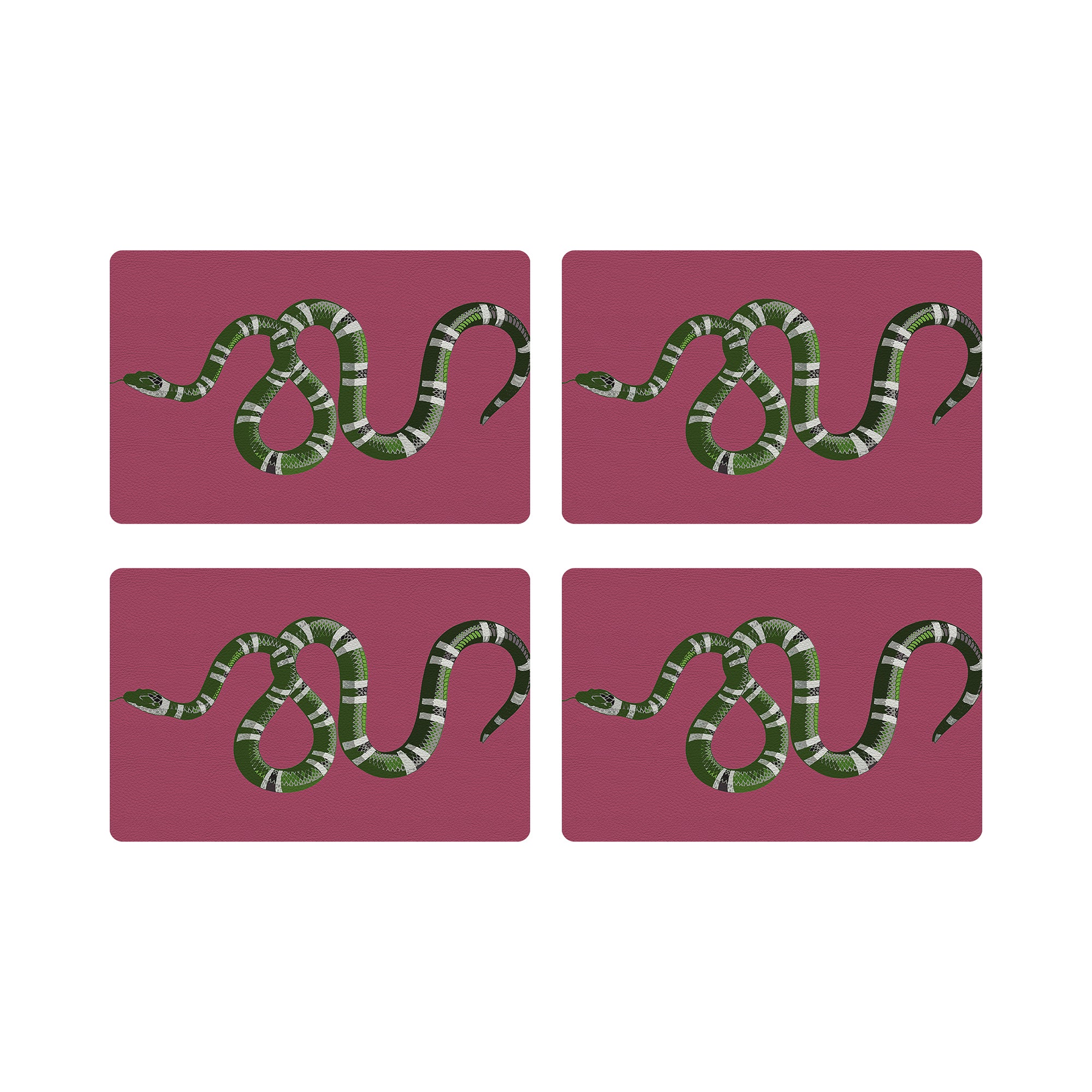 Serpent Raspberry Vegan Leather Rectangle Placemat - nicolettemayer.com