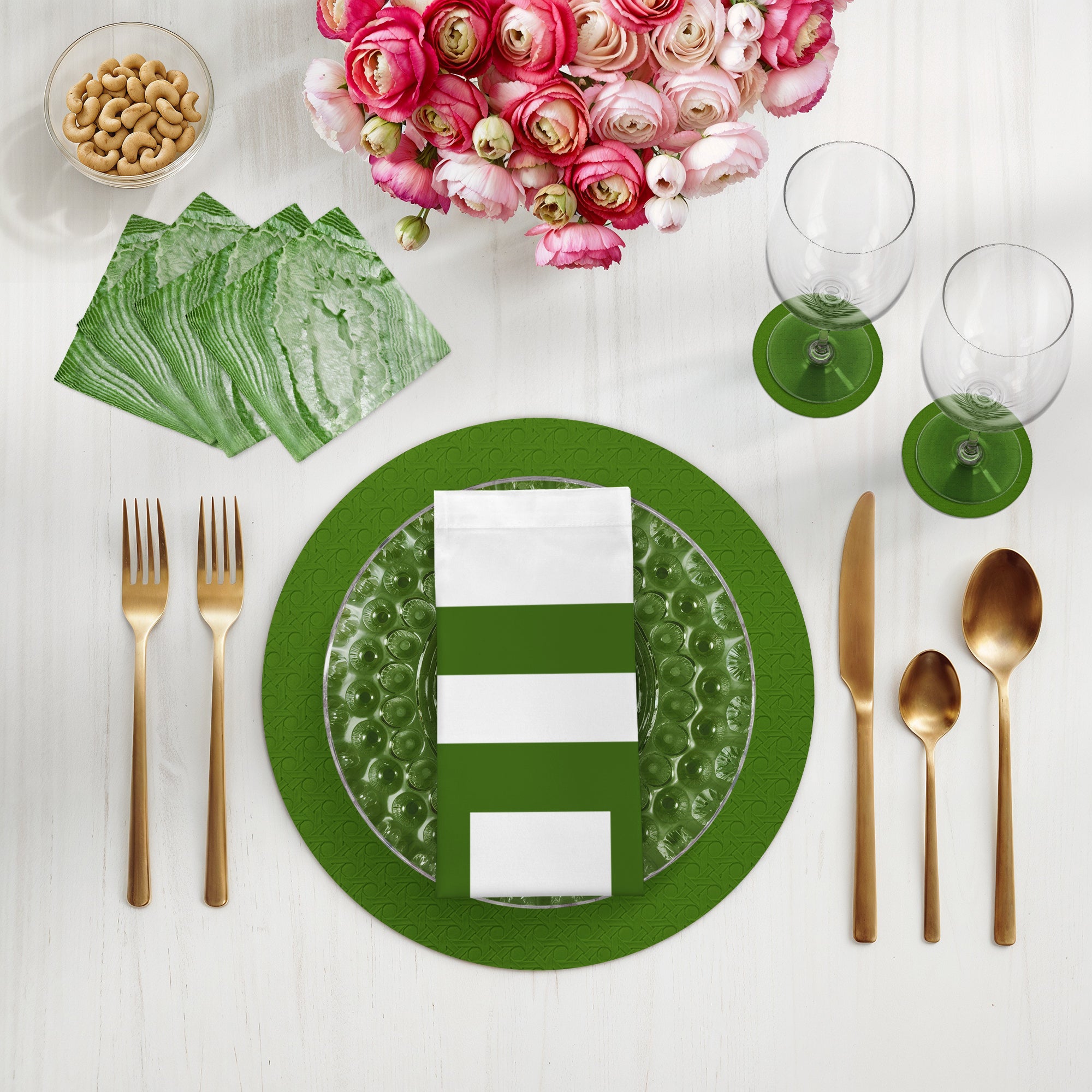 Solid Moss Cotton Sateen Dinner Napkins - nicolettemayer.com