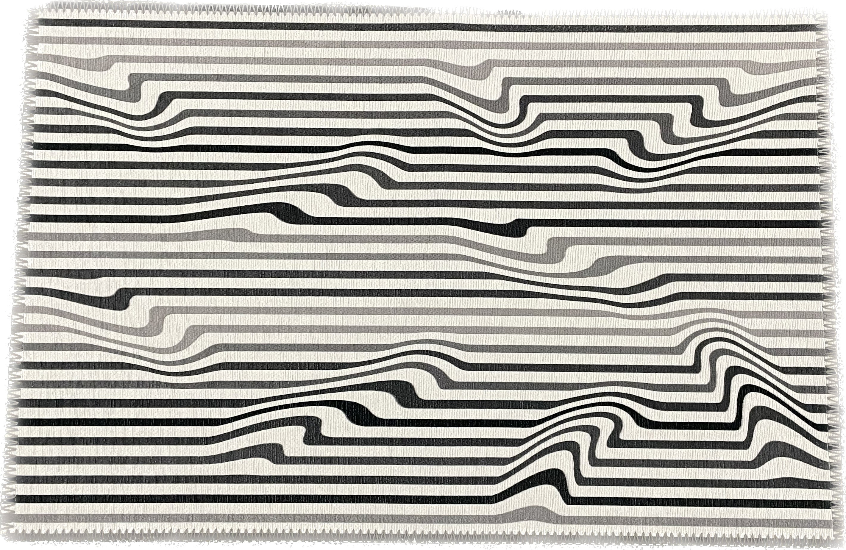 Spectrum White Warp Black White Chenille Washables Rug