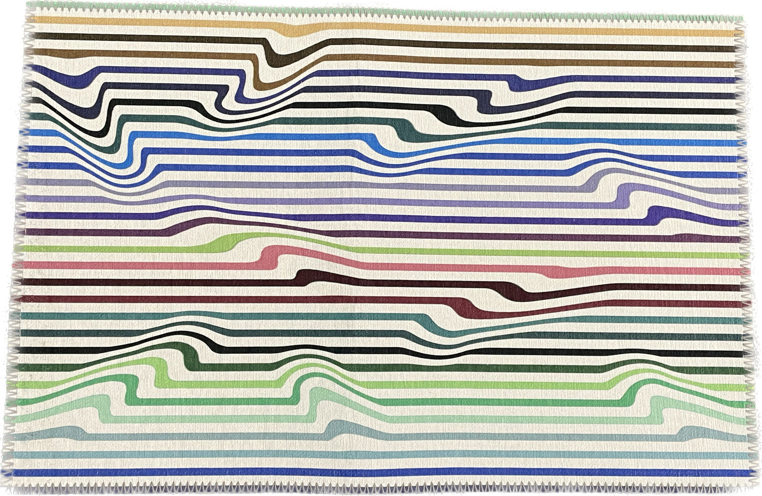 Spectrum White Warp Blue Greens Chenille Washables Rug