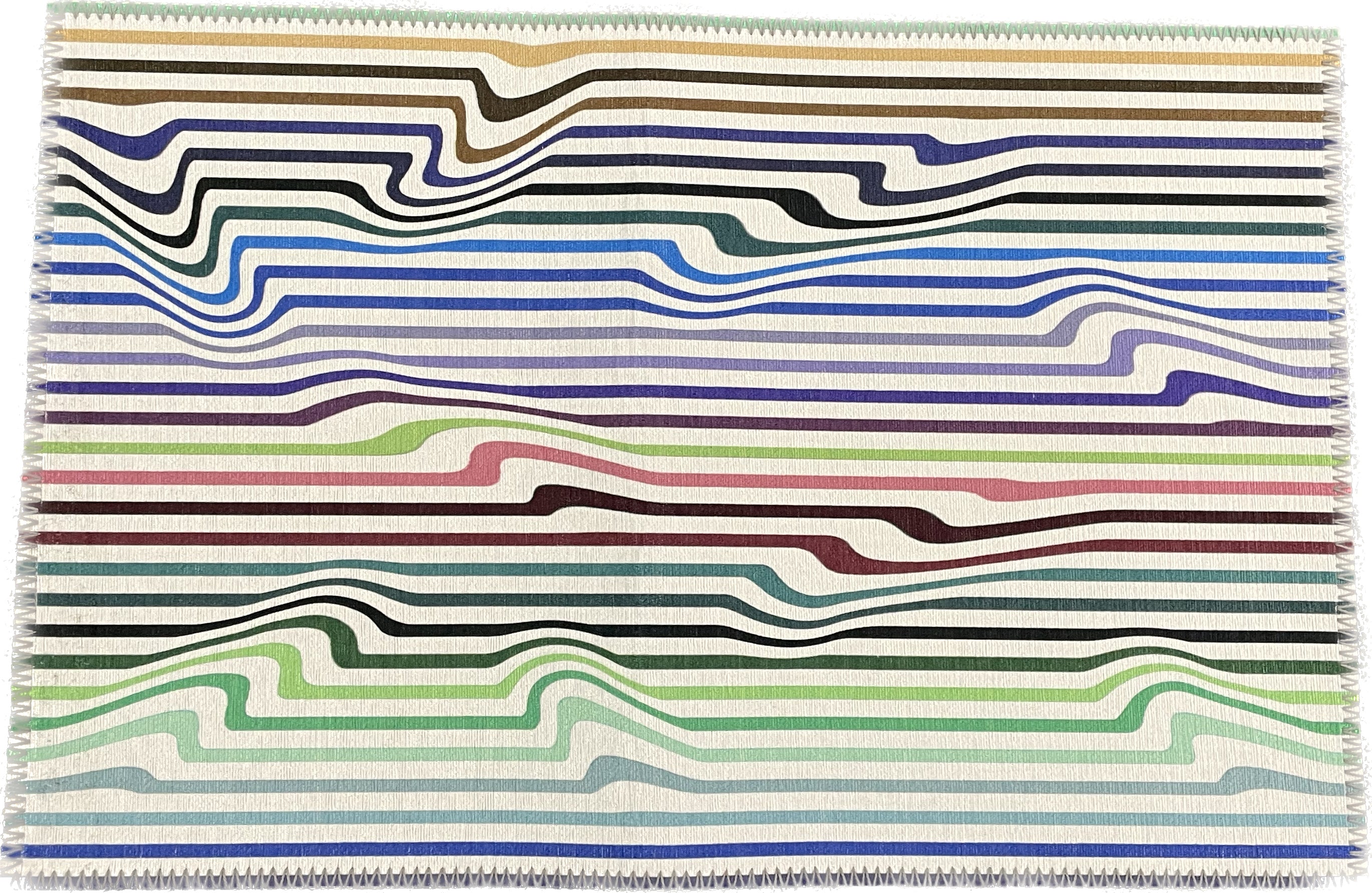 Spectrum White Warp Blue Greens Chenille Washables Rug