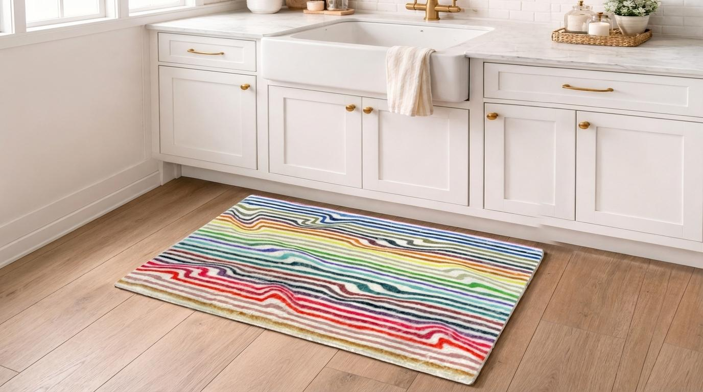 Spectrum White Warp Brights Cloud Rectangle Washable Rug - nicolettemayer.com