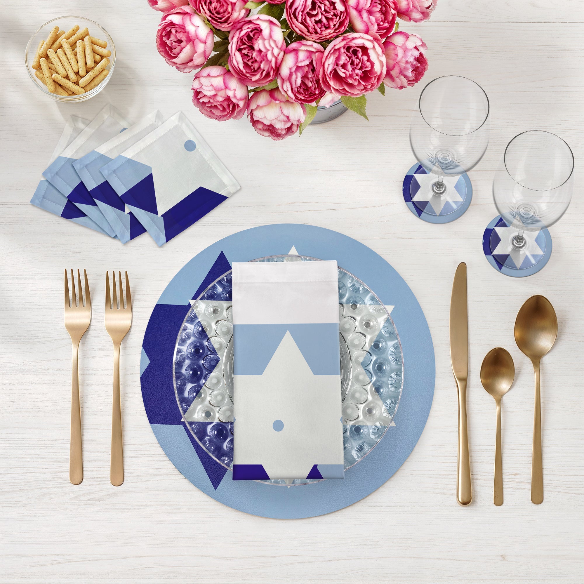 Star Of David Vegan Leather Round Pebble Placemat