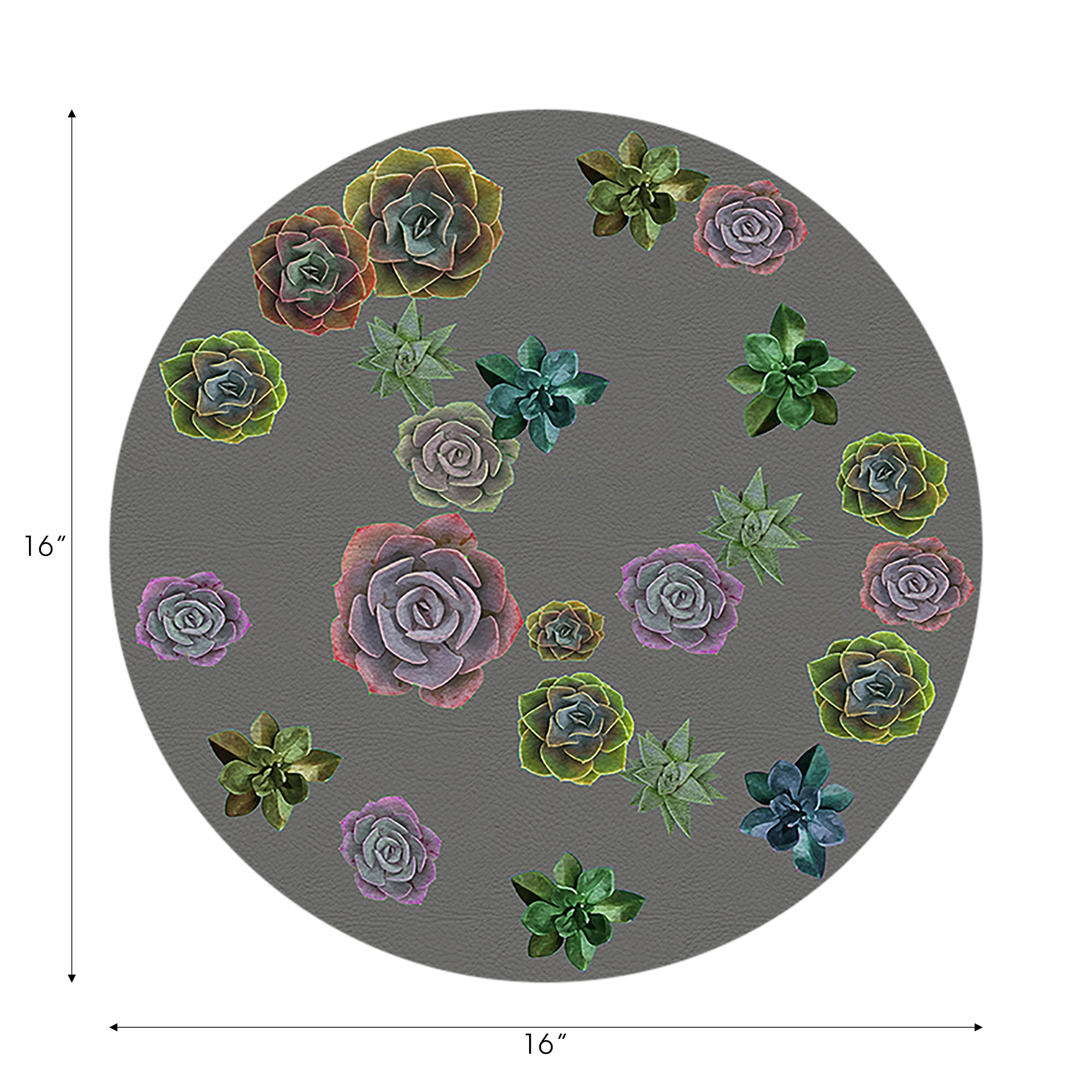 Succulents Floating Gray 16" Round Pebble Placemats, Set of 4 - nicolettemayer.com
