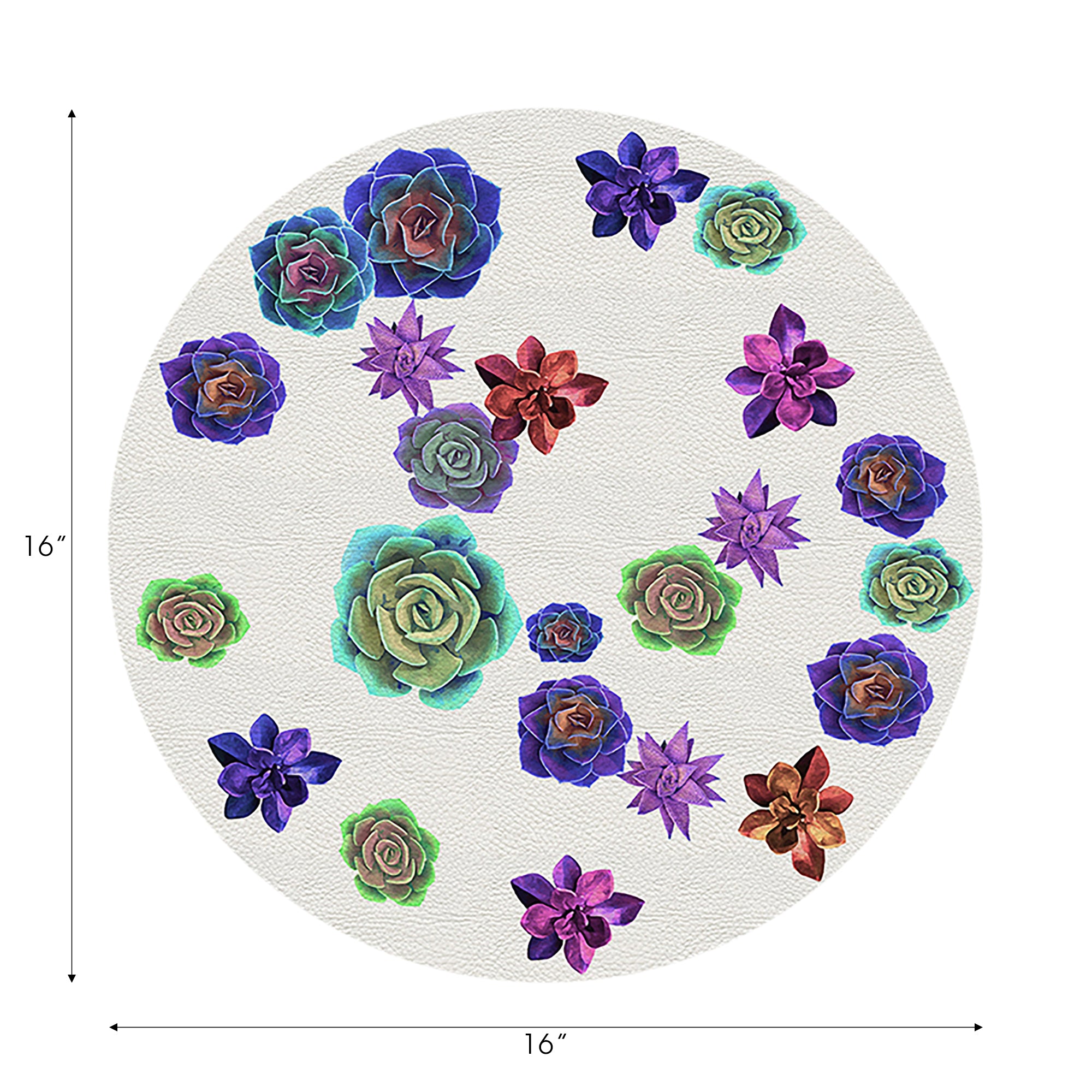 Succulents Floating Intenso 16" Round Pebble Placemats, Set of 4 - nicolettemayer.com