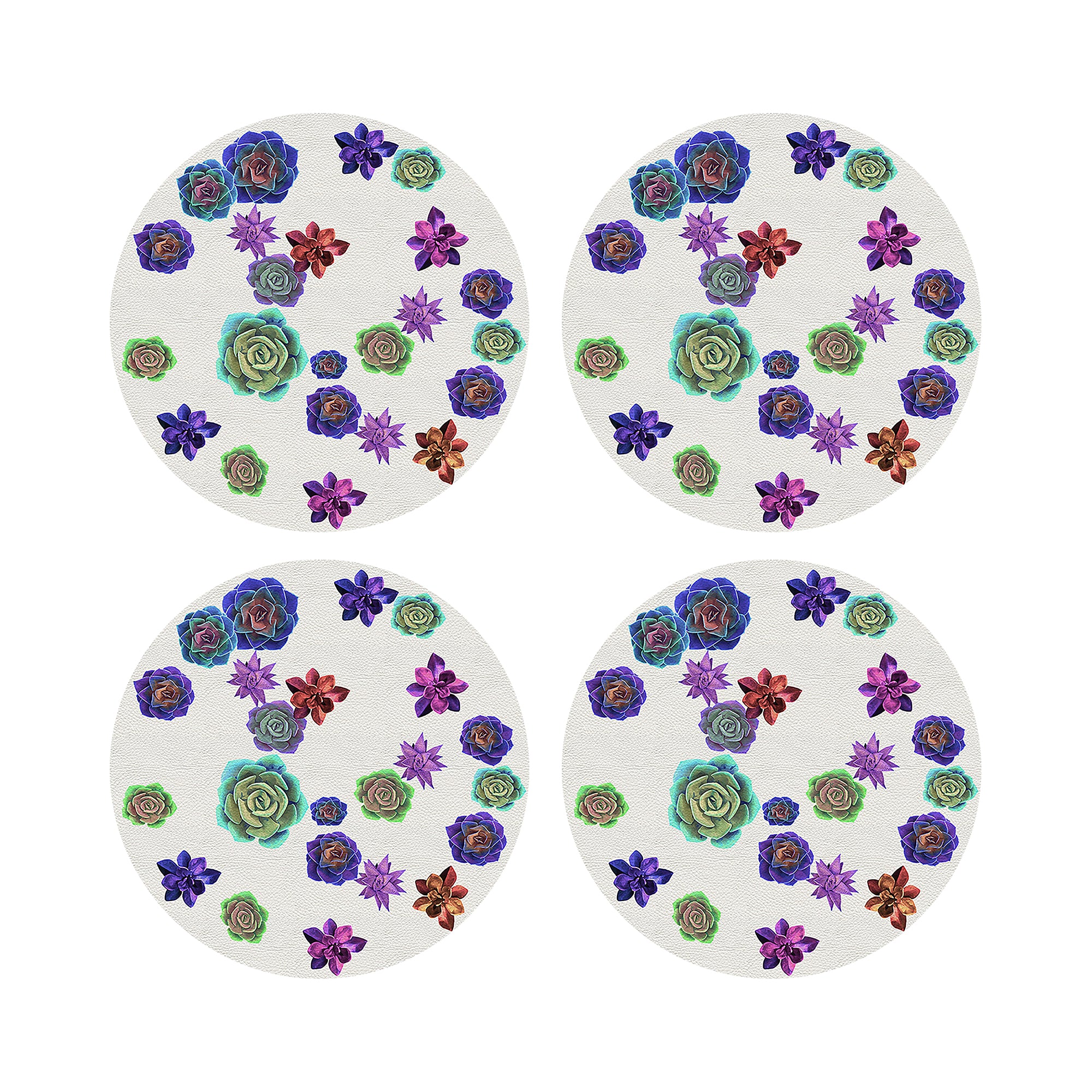 Succulents Floating Intenso 16" Round Pebble Placemats, Set of 4 - nicolettemayer.com
