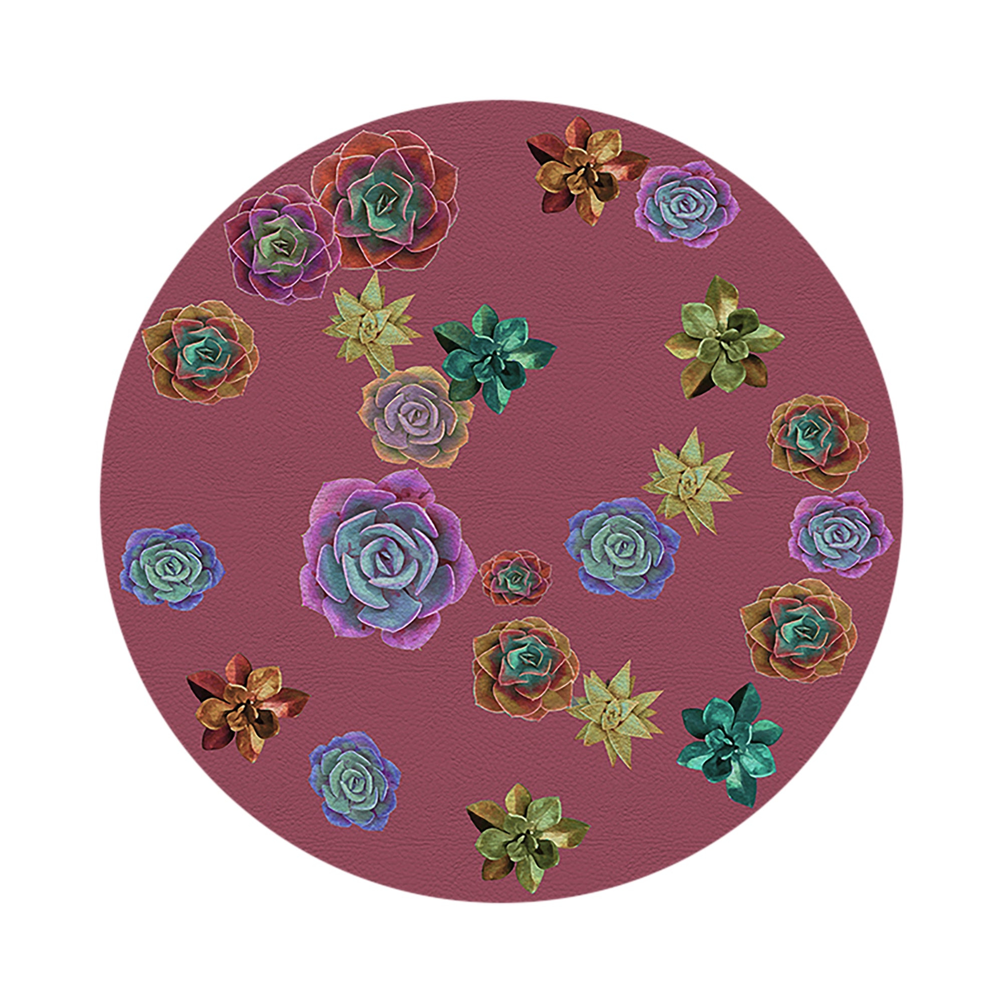 Succulents Floating Mauve 16" Round Pebble Placemats, Set of 4 - nicolettemayer.com