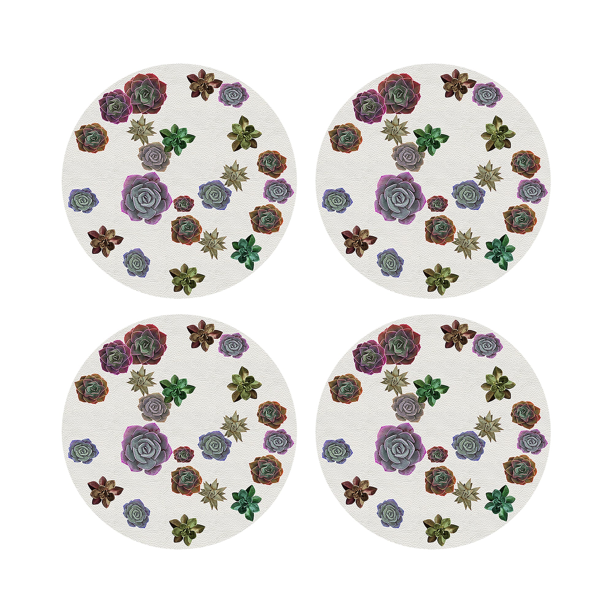 Succulents Floating Pastels 16" Round Pebble Placemats, Set of 4 - nicolettemayer.com