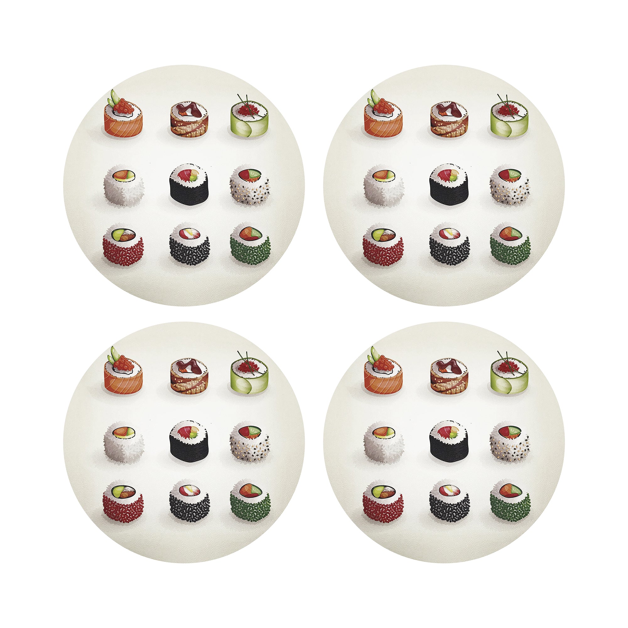Sushi Go Vegan Leather Round Coasters