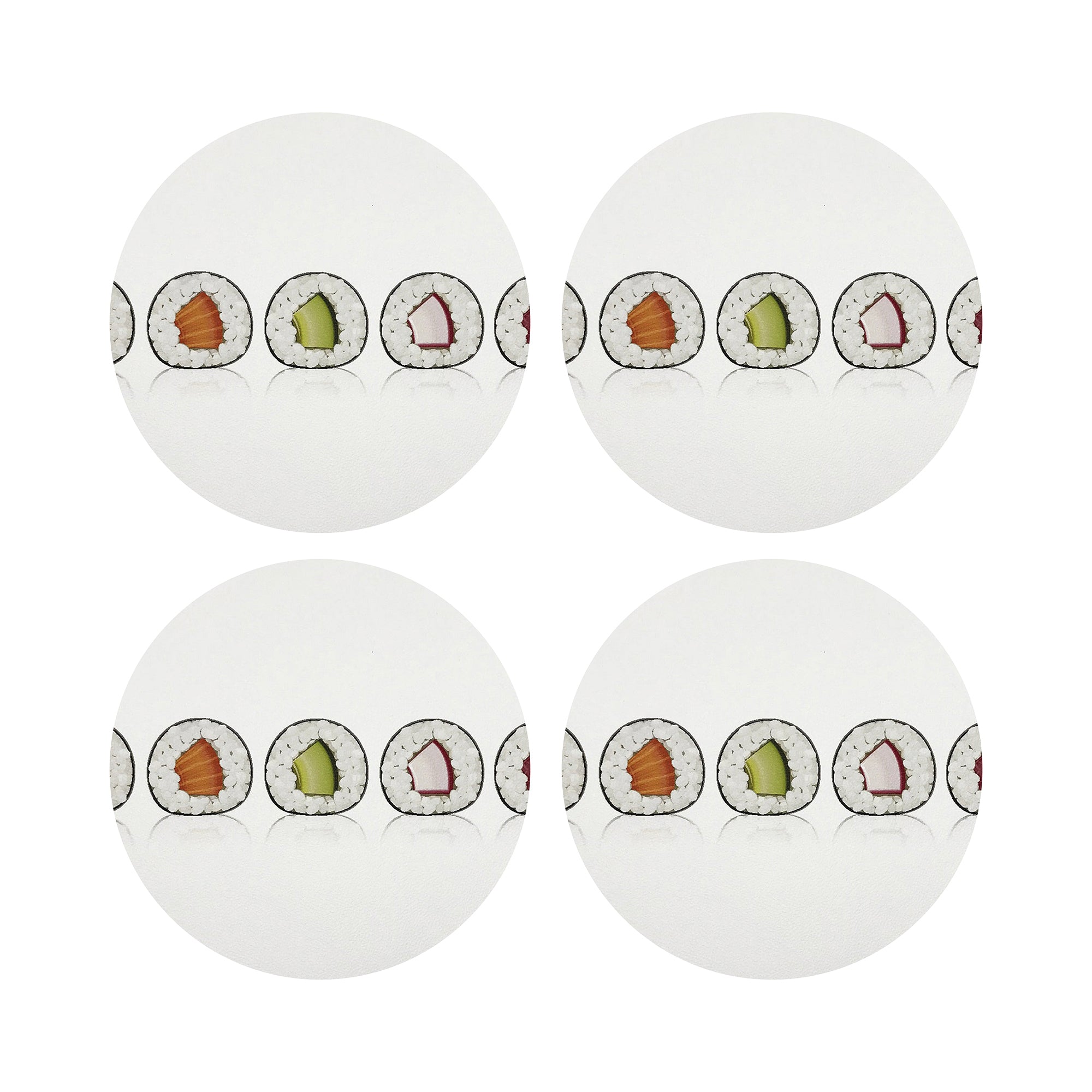 Sushi Roll Vegan Leather Round Coasters