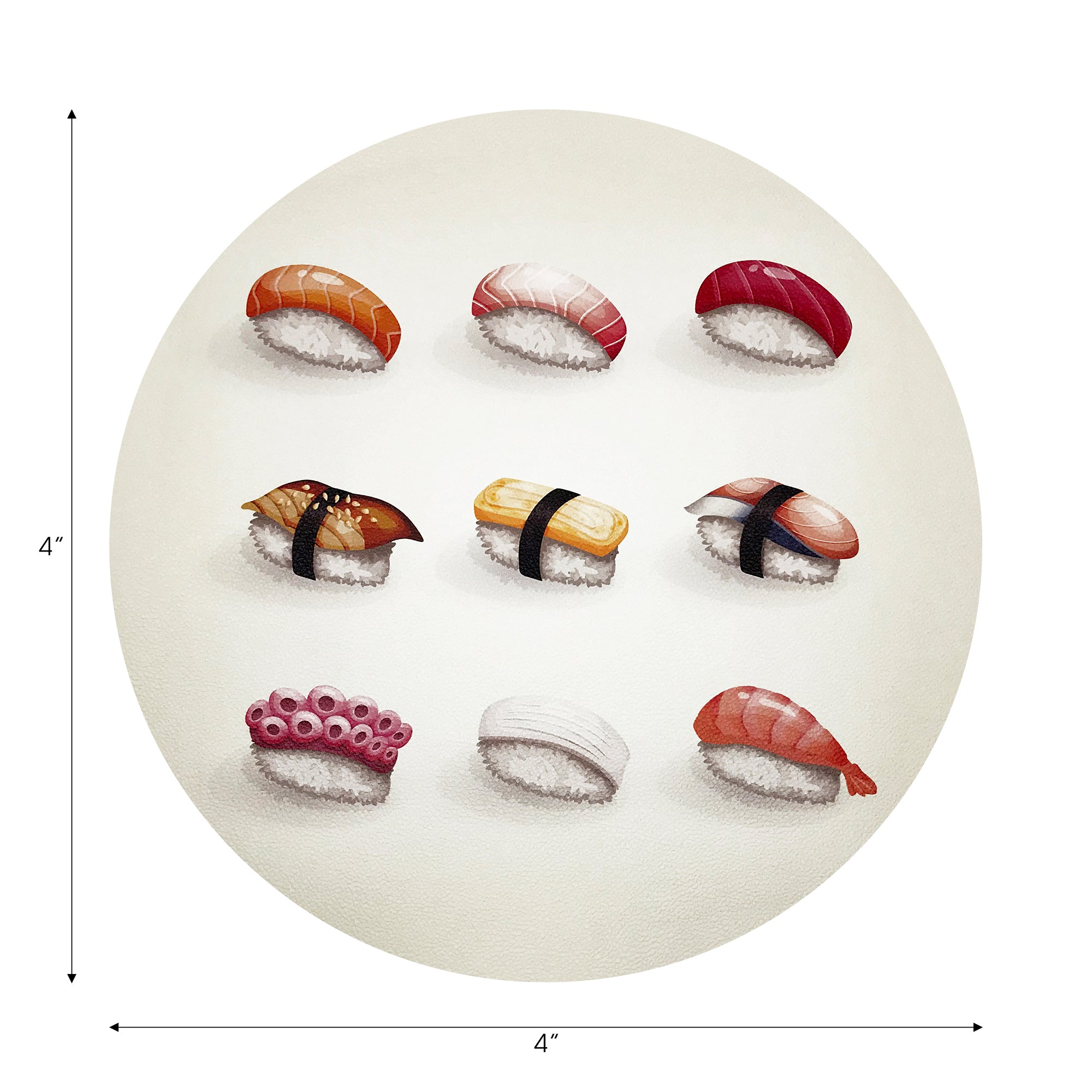 Sushi Town Vegan Leather Round Coasters