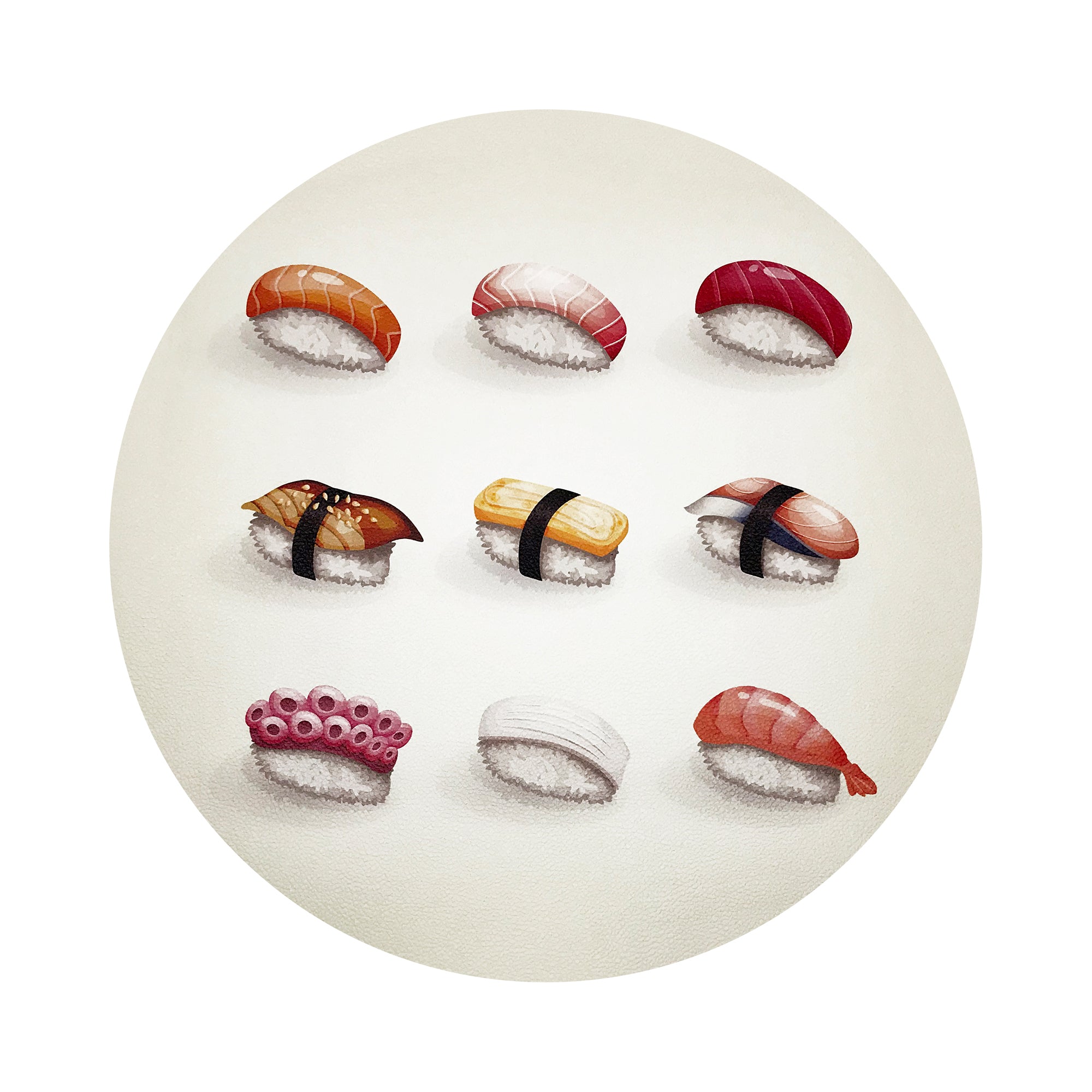 Sushi Town Vegan Leather Round Coasters