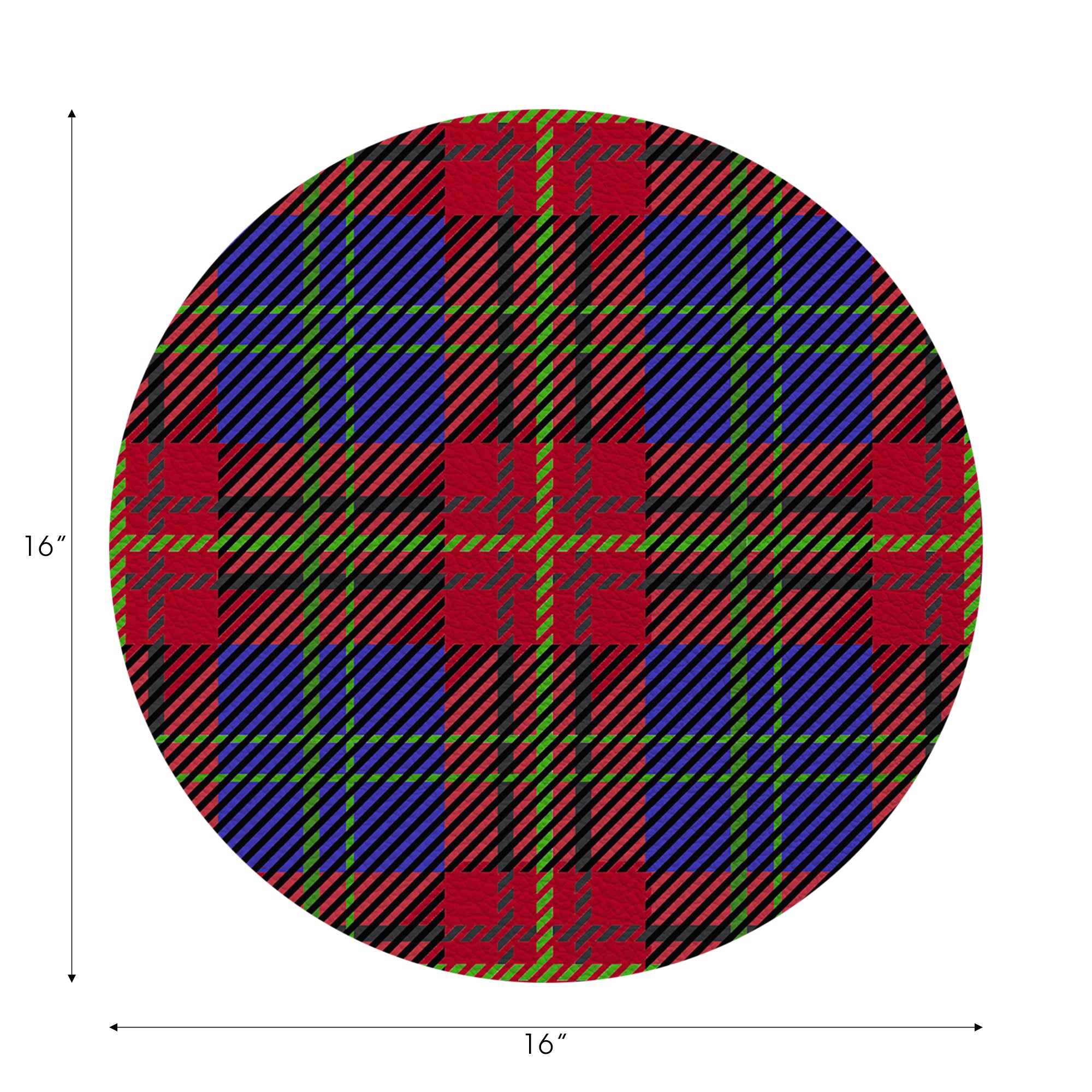 Tartan Blue Vegan Leather Round Pebble Placemat