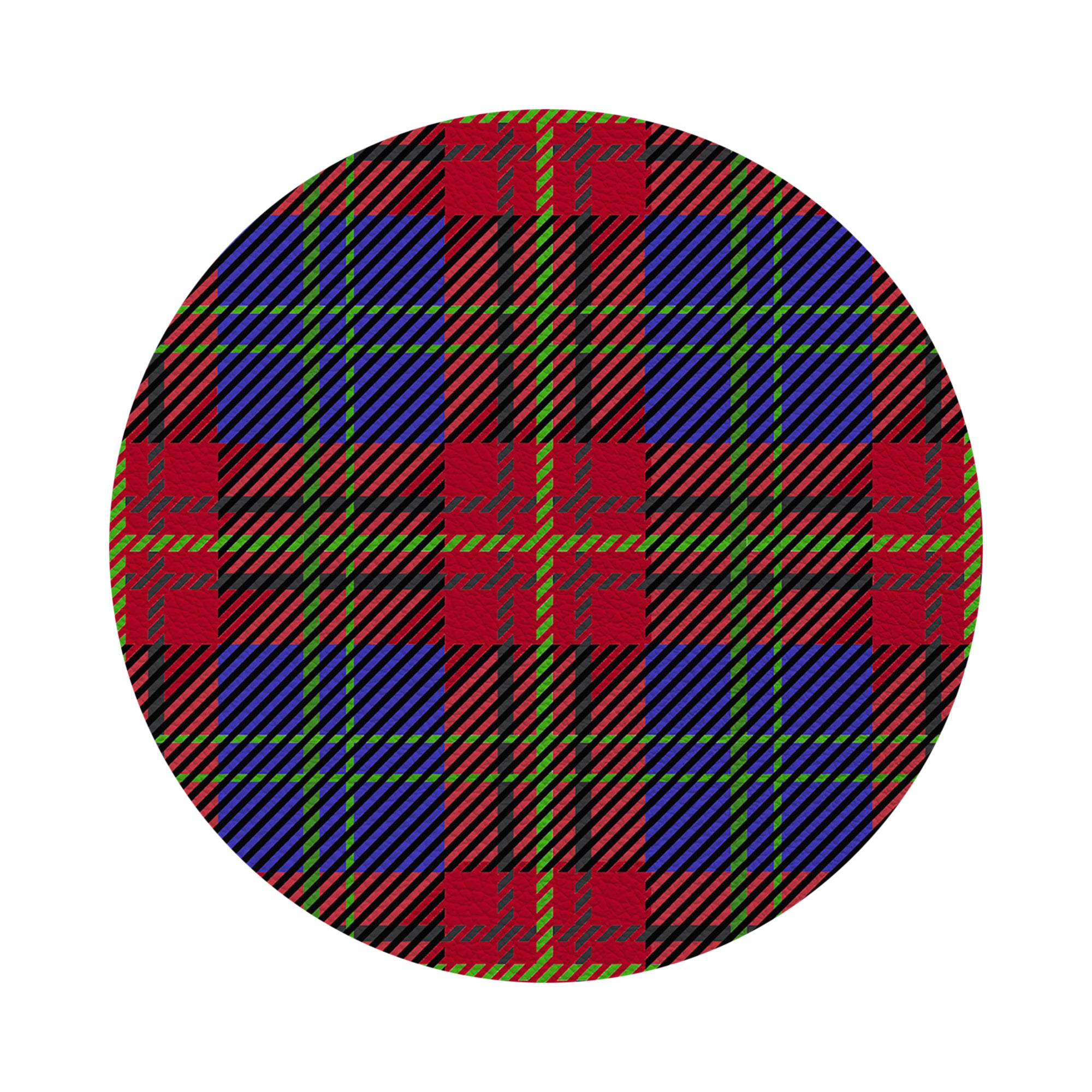Tartan Blue Vegan Leather Round Pebble Placemat