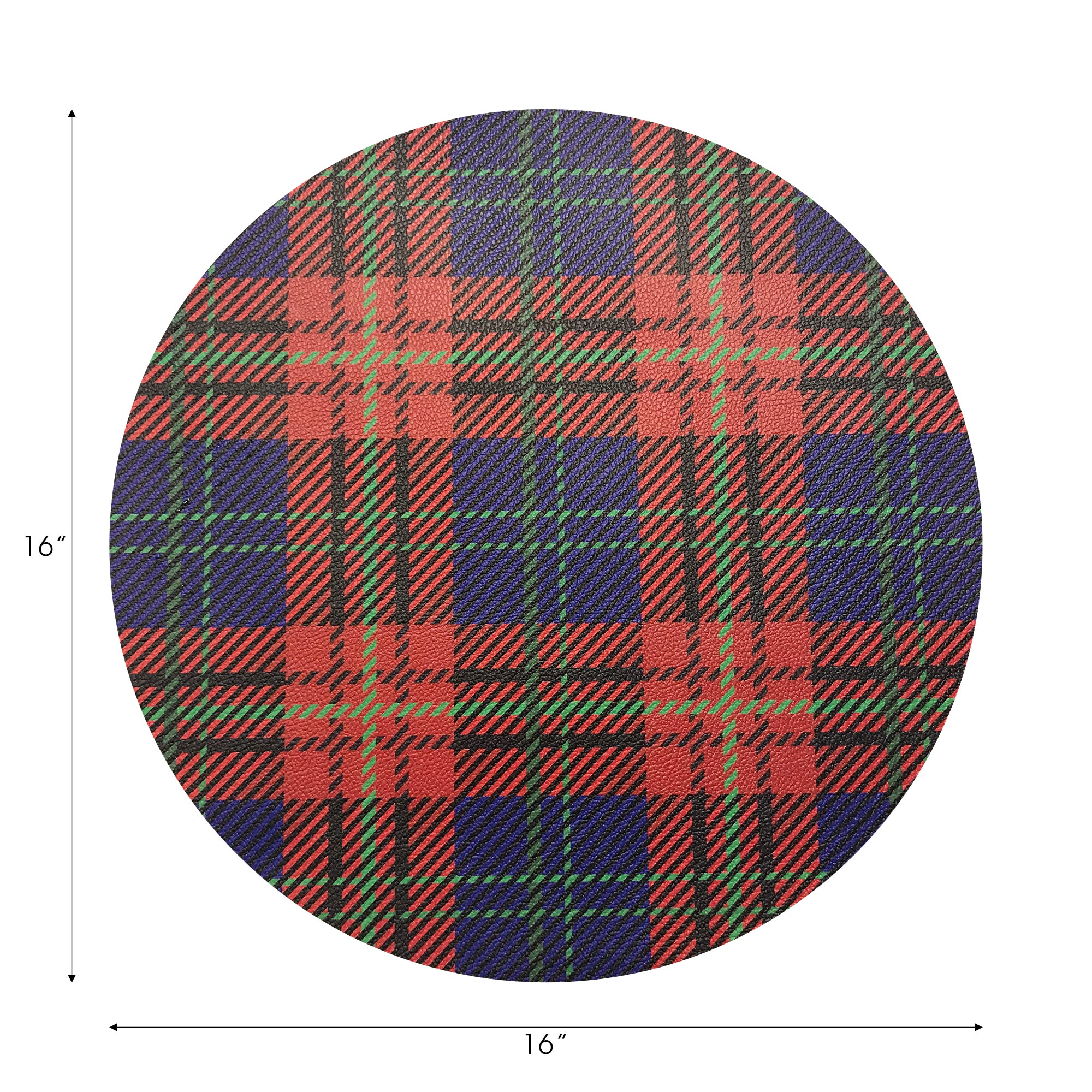SET DE TABLE 16 GALETS RONDS TARTAN BLEU, LOT DE 4