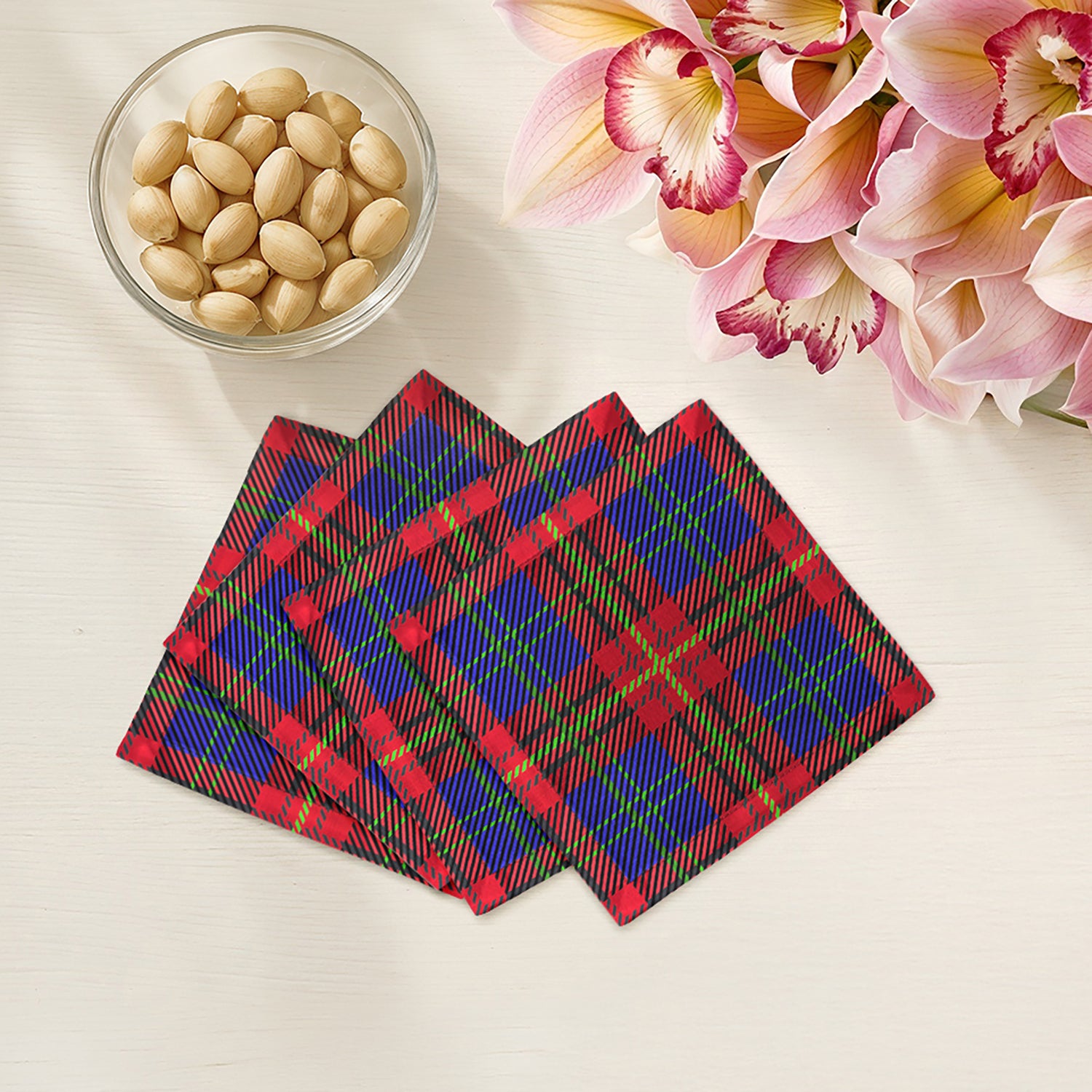 Tartan Blue 6X6 Cocktail Napkins - nicolettemayer.com