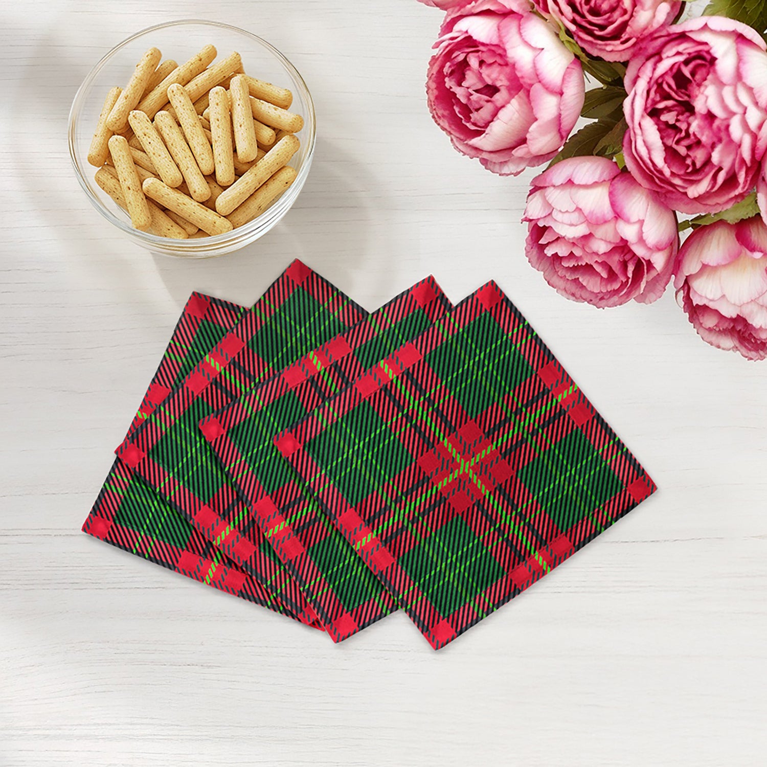 Tartan Green 6X6 Cocktail Napkins - nicolettemayer.com