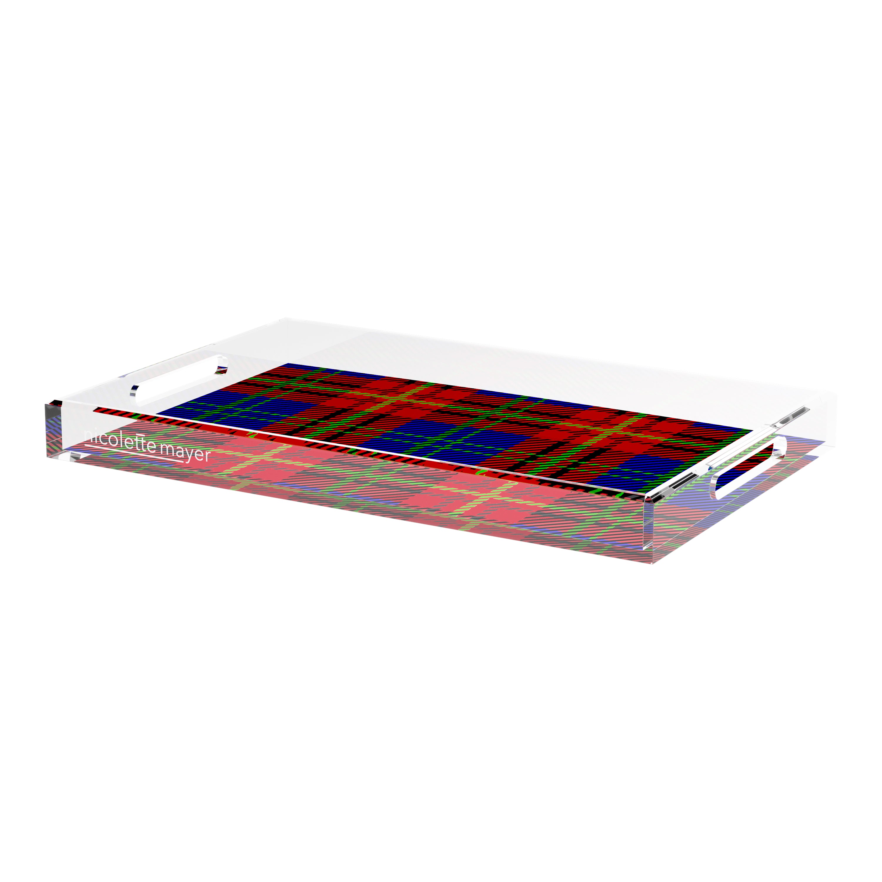 Tartan Blue 17X10.5 Acrylic Tray - nicolettemayer.com