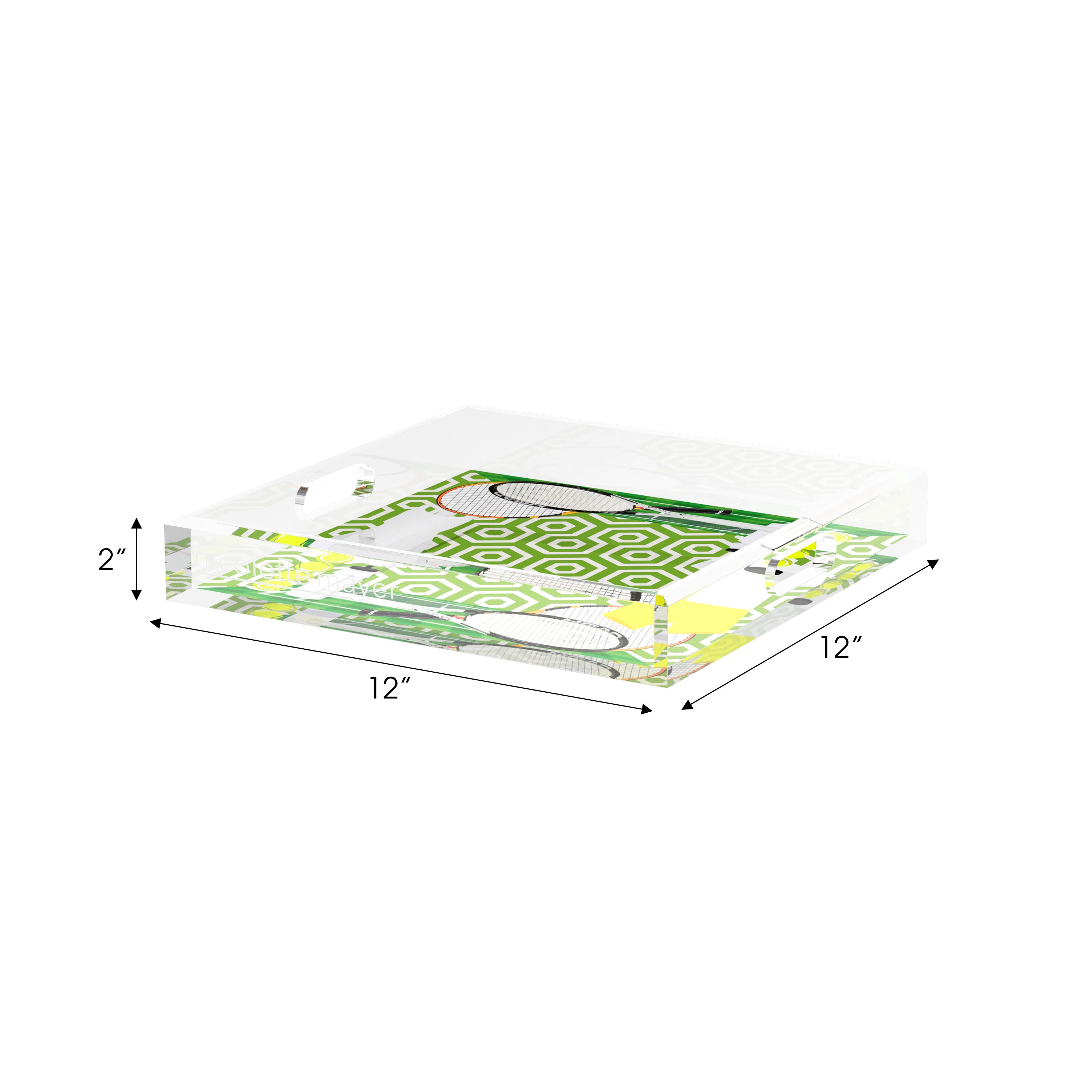 Tennis Anyone Green White Set of 3 Acrylic Tray - nicolettemayer.com