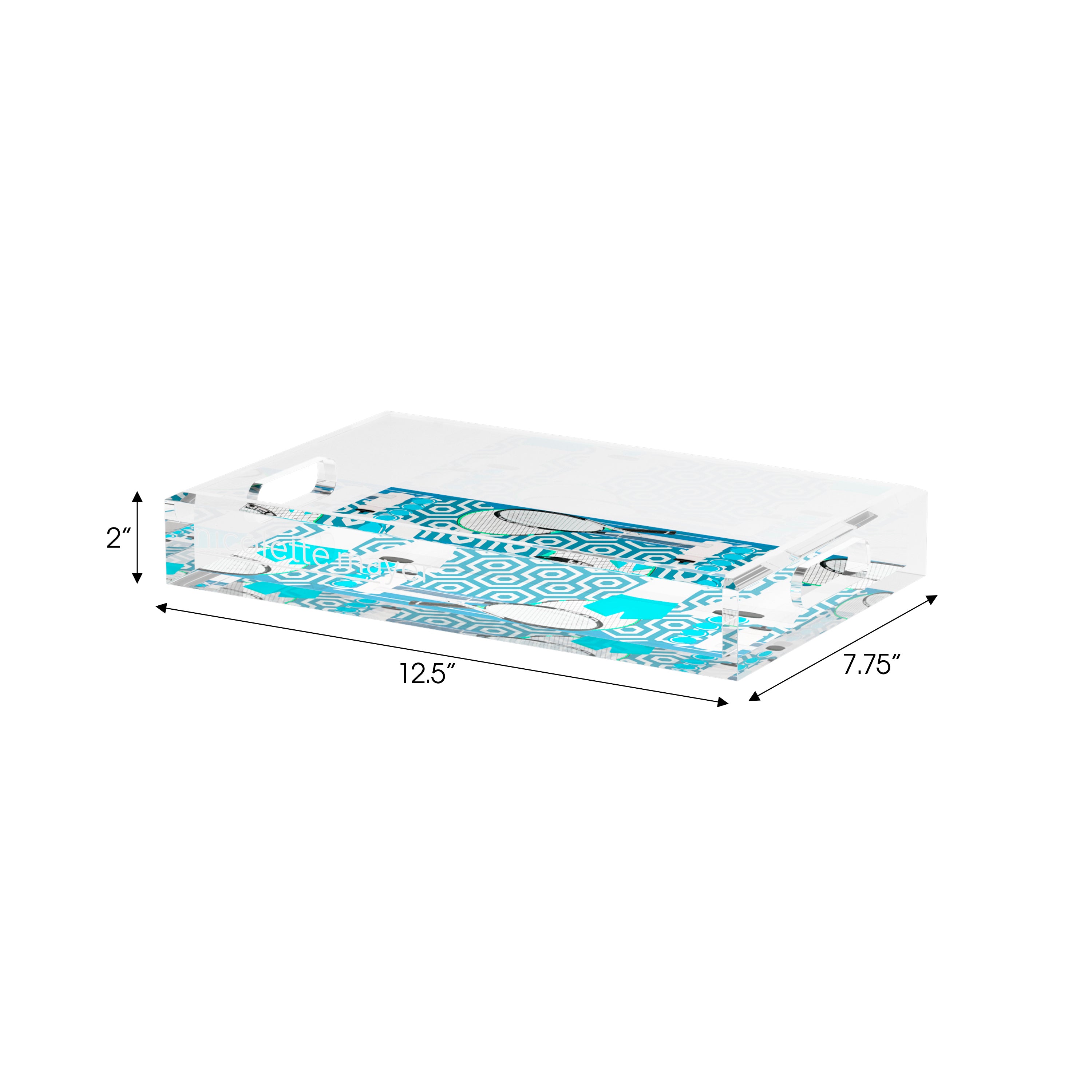 Tennis Anyone Blue White Set of 3 Acrylic Tray - nicolettemayer.com