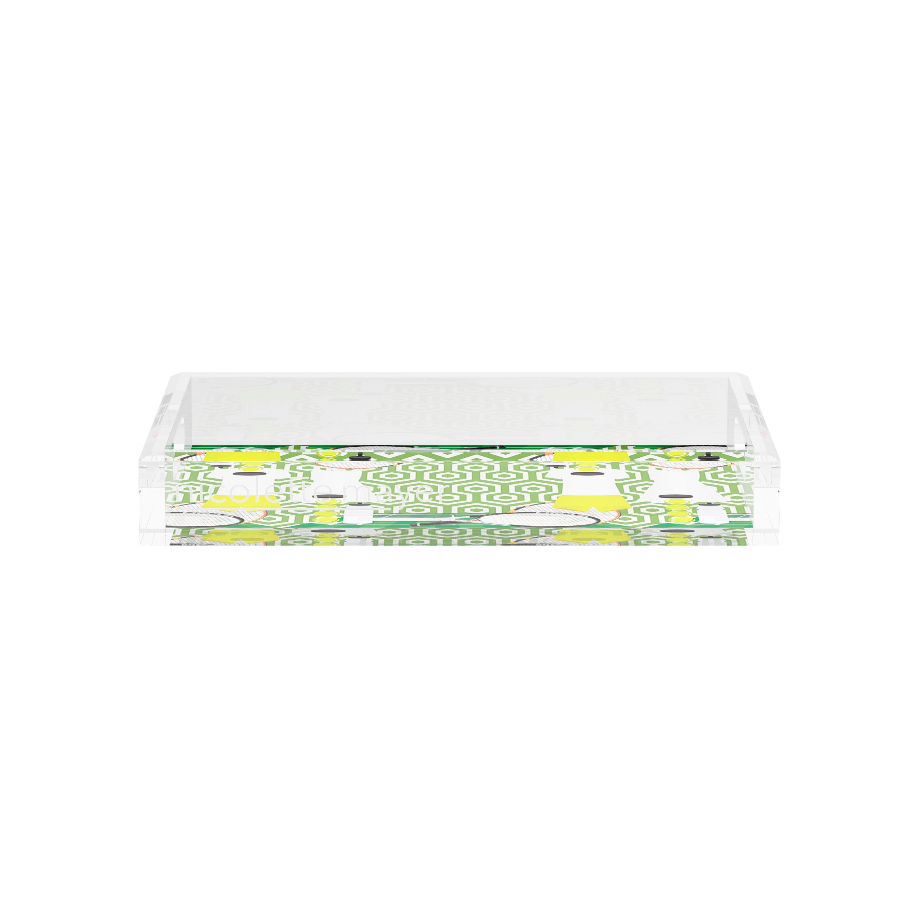 Tennis Anyone Green White 12.5x7.75 Acrylic Tray - nicolettemayer.com