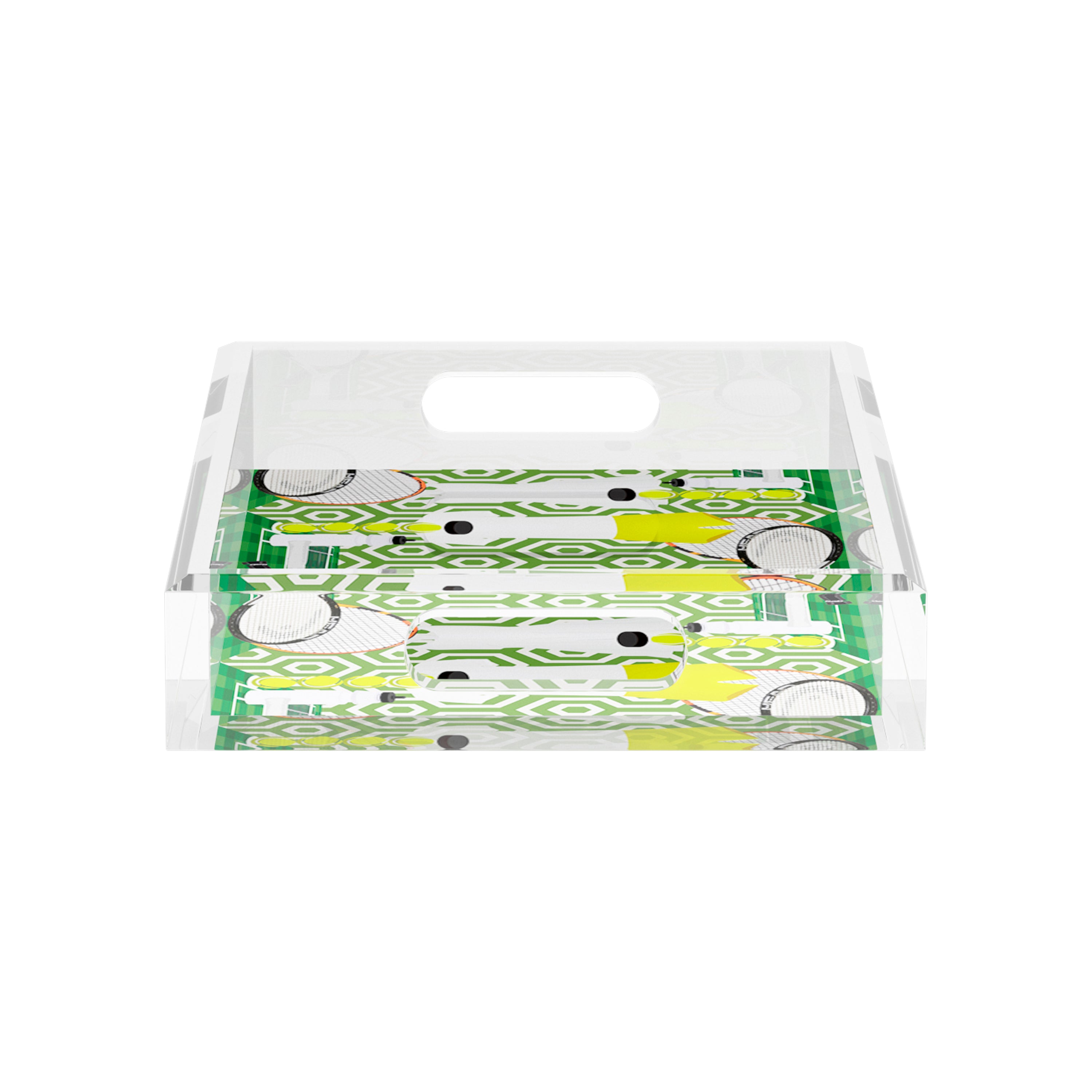 Tennis Anyone Green White 12.5x7.75 Acrylic Tray - nicolettemayer.com