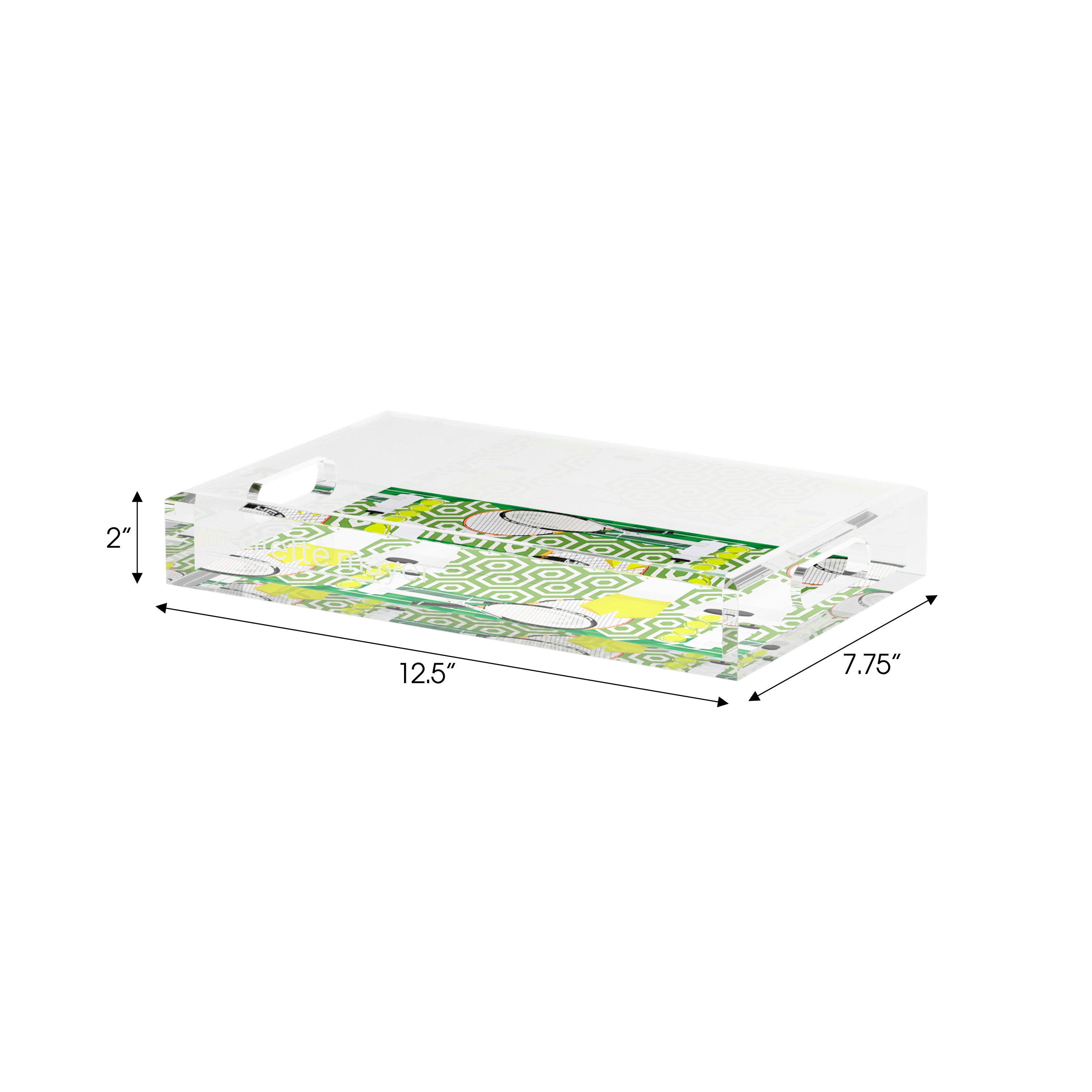Tennis Anyone Green White Set of 3 Acrylic Tray - nicolettemayer.com