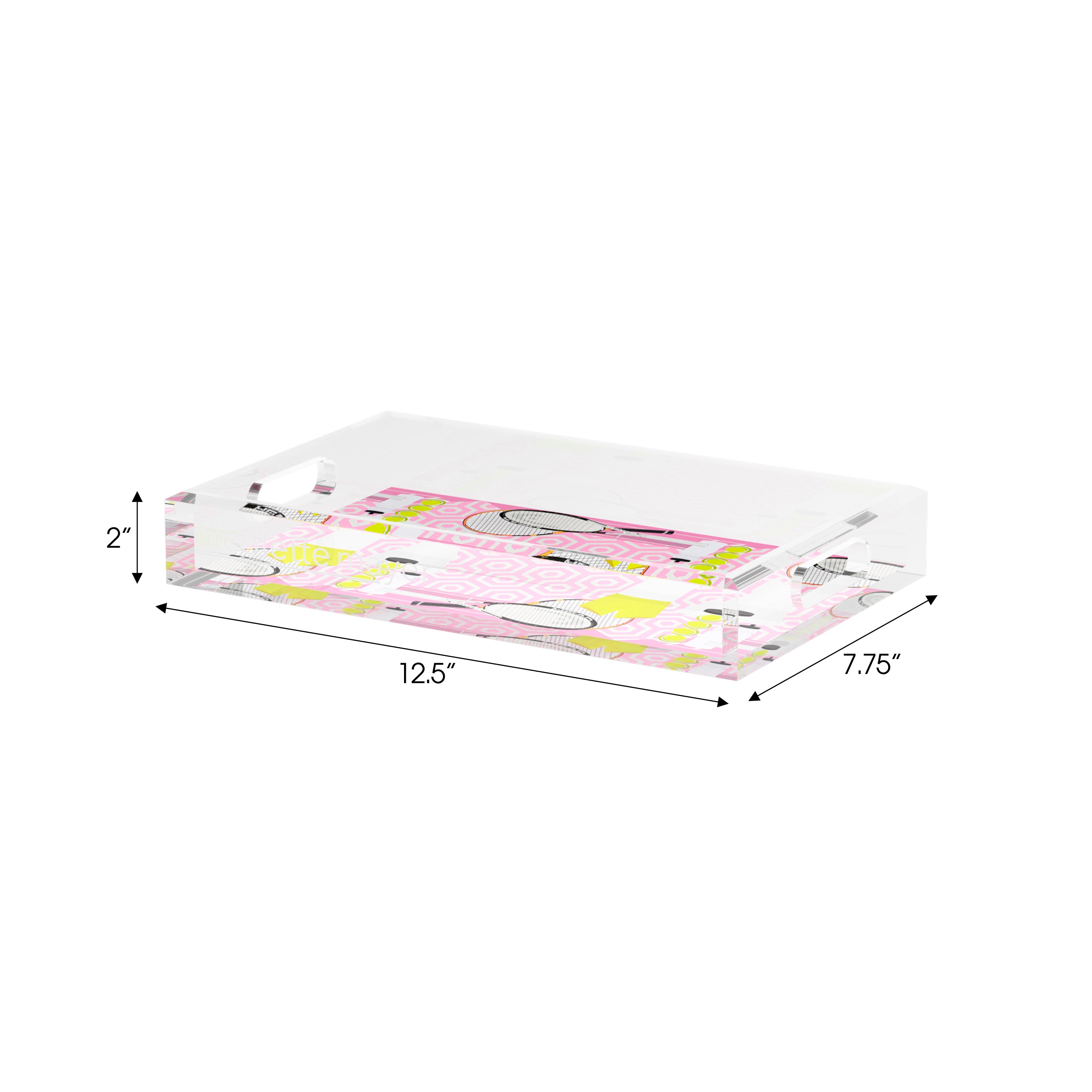 Tennis Anyone Pink White Set of 3 Acrylic Tray - nicolettemayer.com