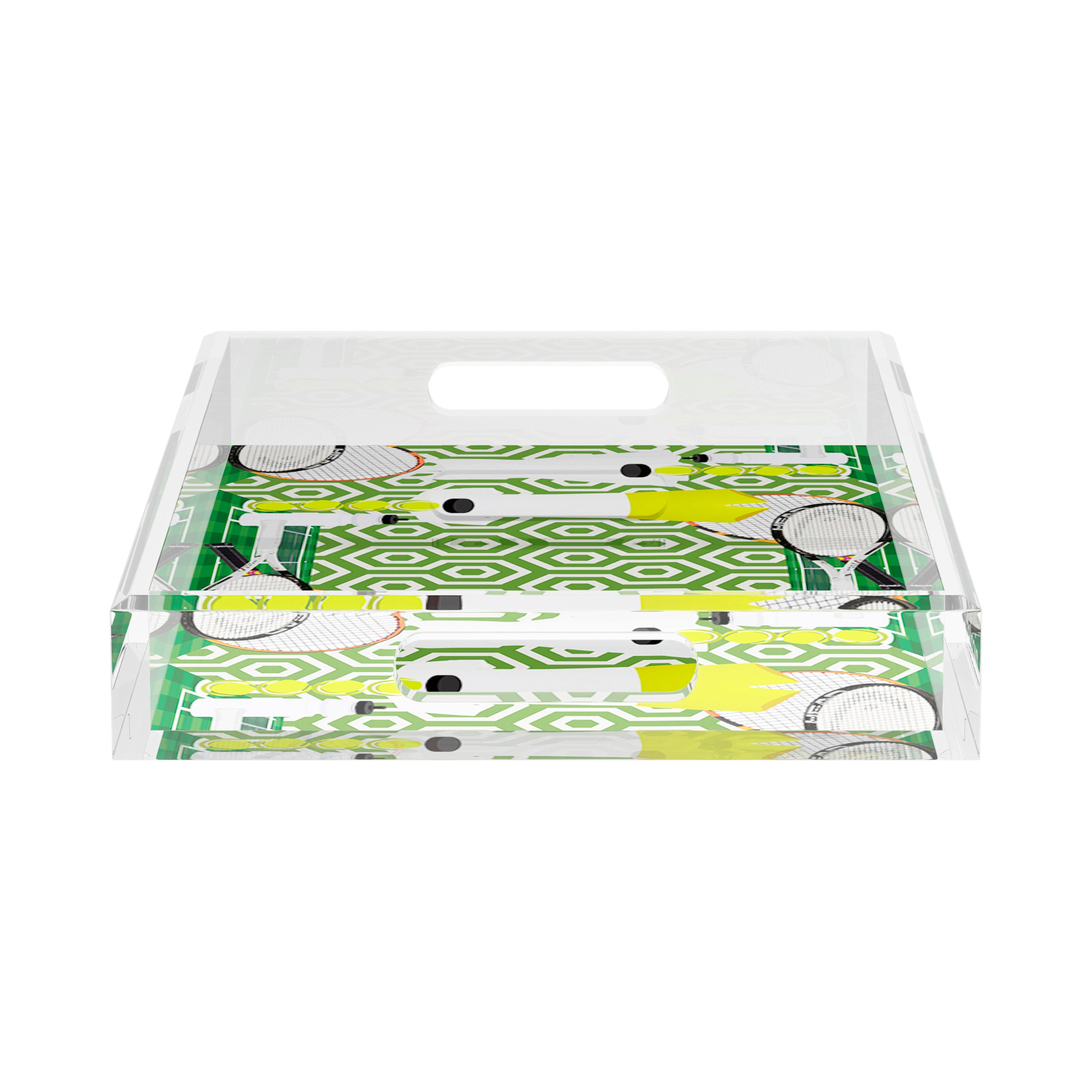 Tennis Anyone Green White 17X10.5 Acrylic Tray - nicolettemayer.com