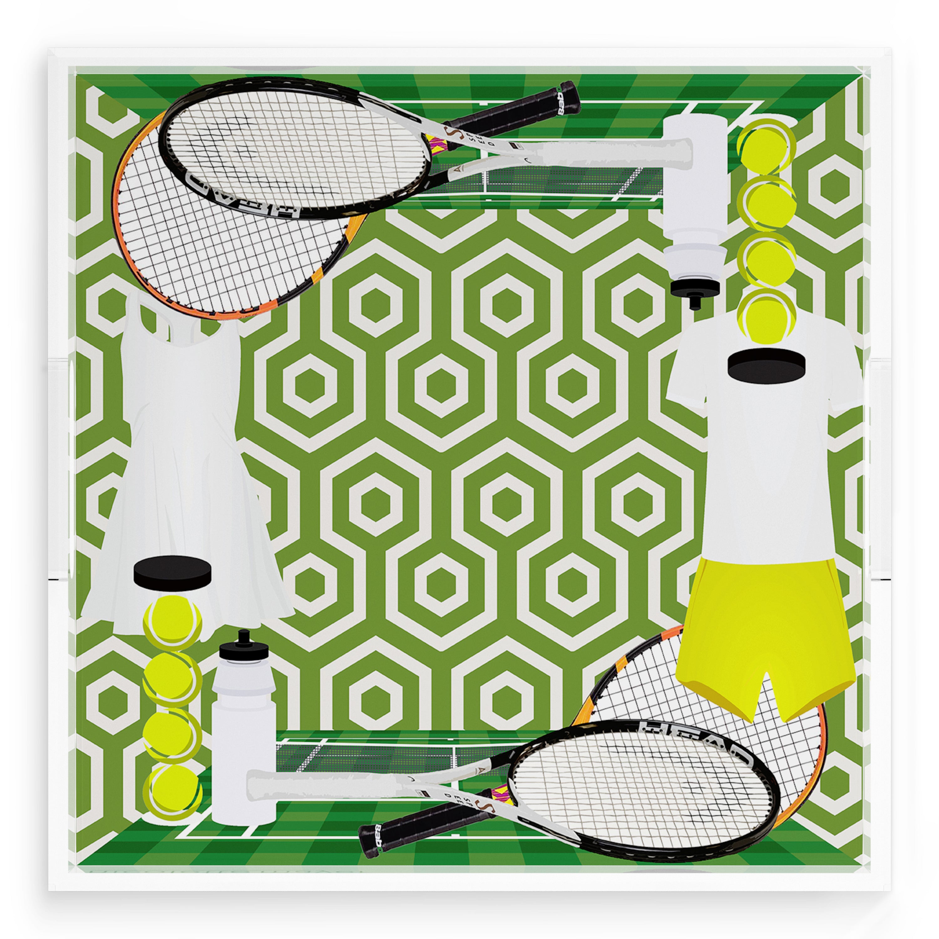 Tennis Anyone Green White 18X18 Acrylic Tray - nicolettemayer.com