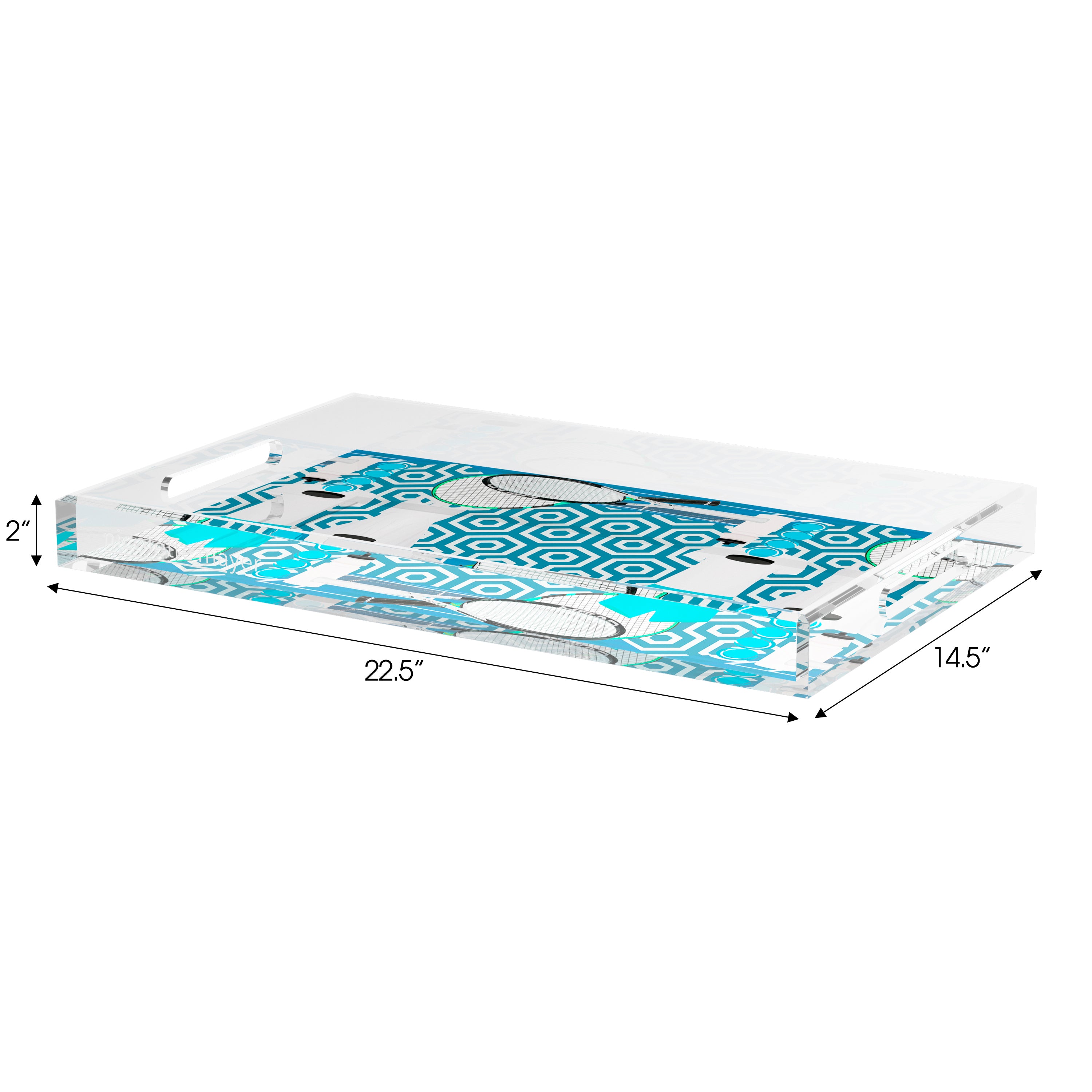 Tennis Anyone Blue White Set of 3 Acrylic Tray - nicolettemayer.com