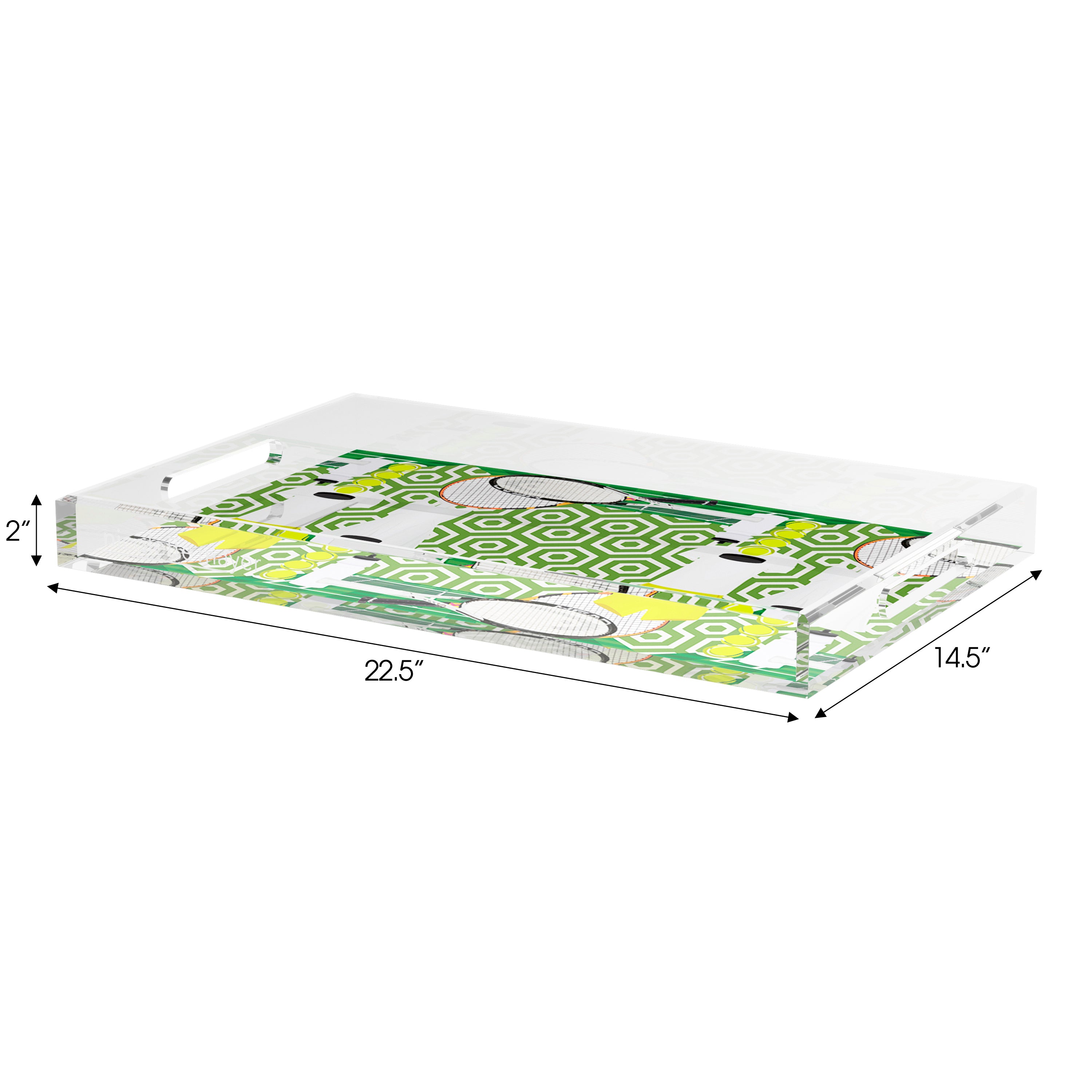 Tennis Anyone Green White Set of 3 Acrylic Tray - nicolettemayer.com