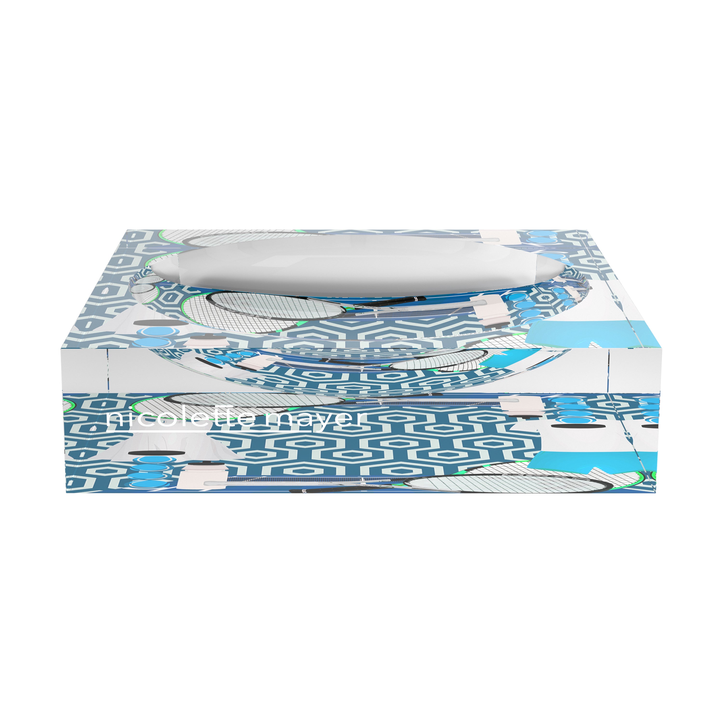 Tennis Anyone Blue White Candy Catchall Dish