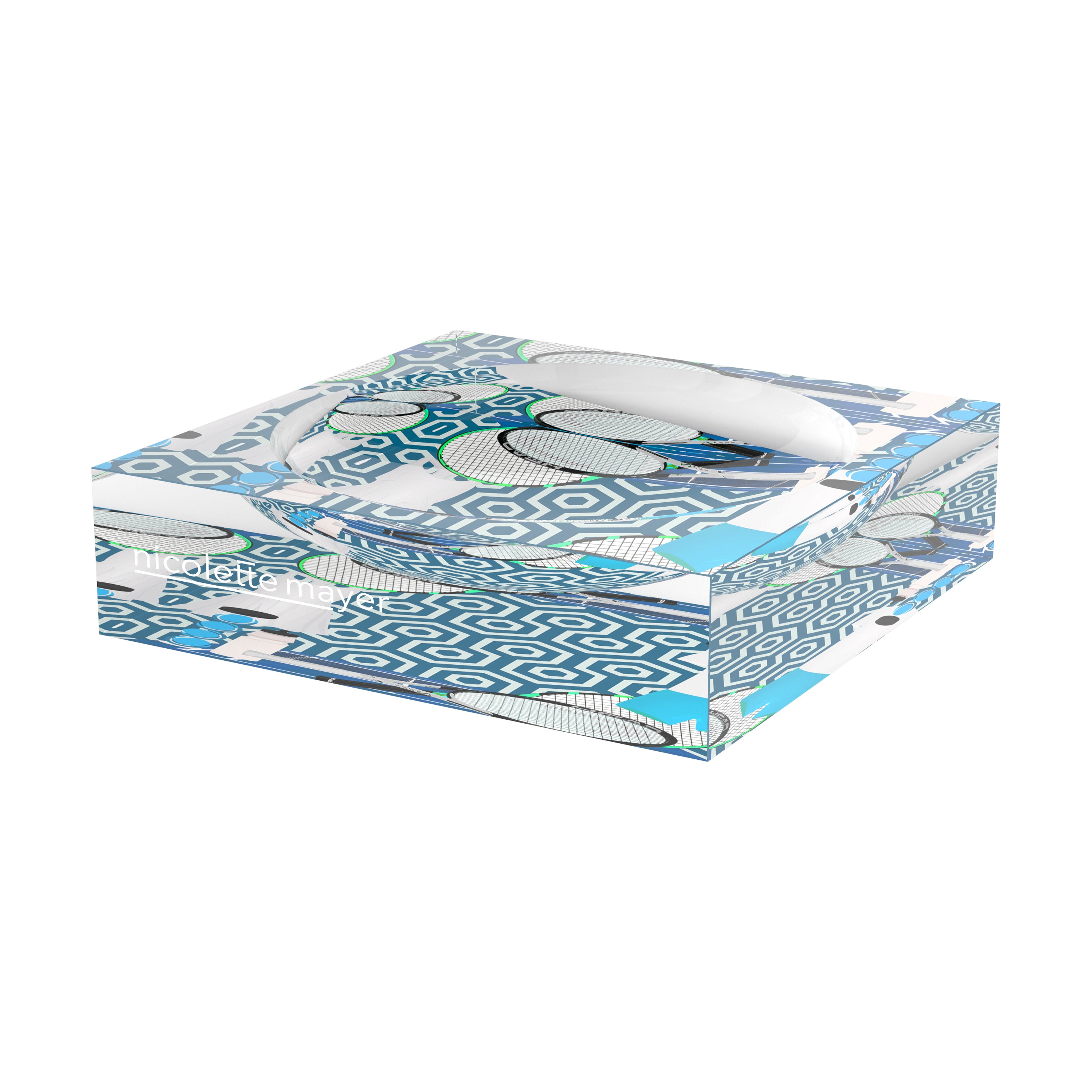 Tennis Anyone Blue White Candy Catchall Dish