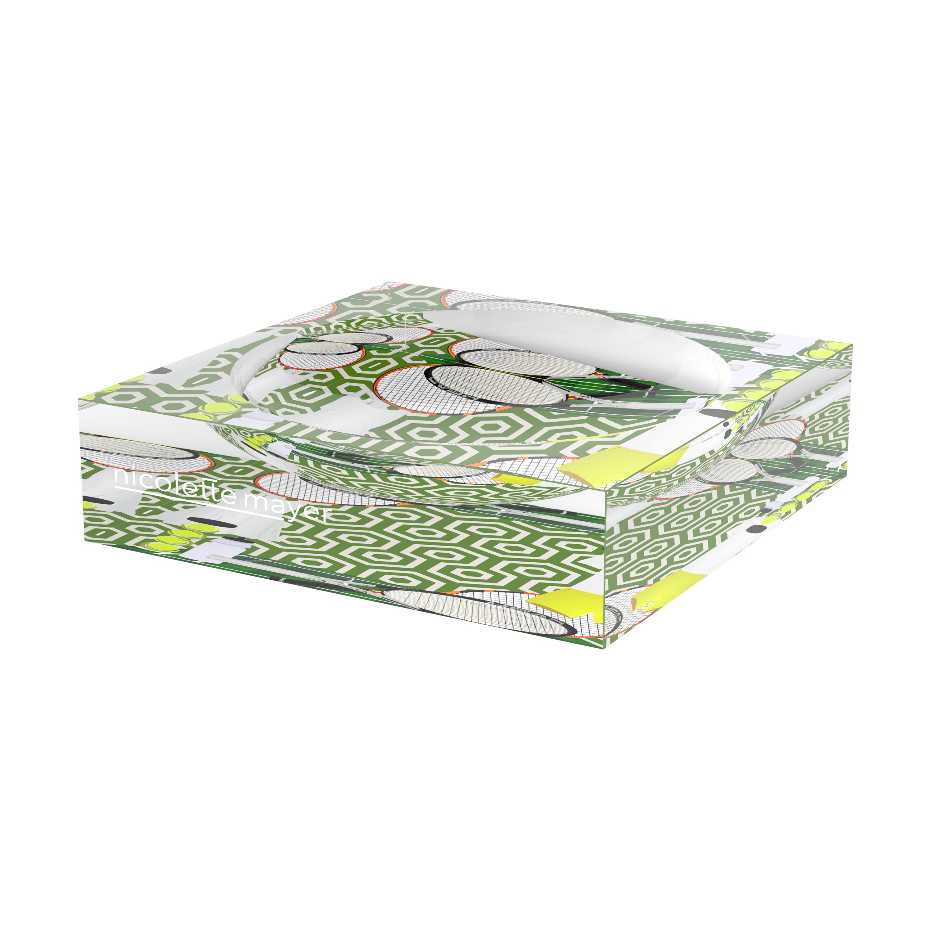 Tennis Anyone Green White Candy Catchall Dish