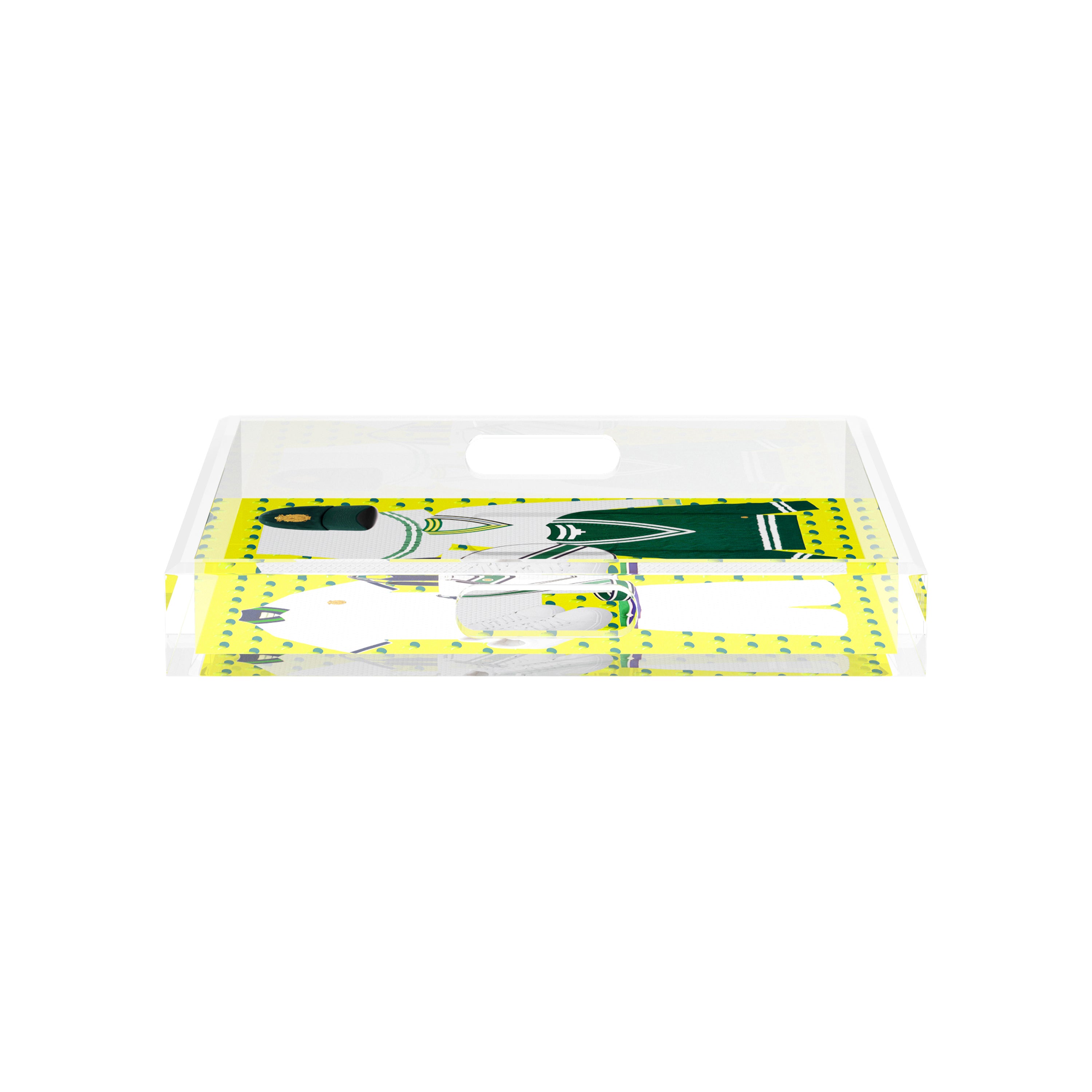 Tenniscore Fashion Chartreuse Kelly 12X12 Acrylic Tray - nicolettemayer.com