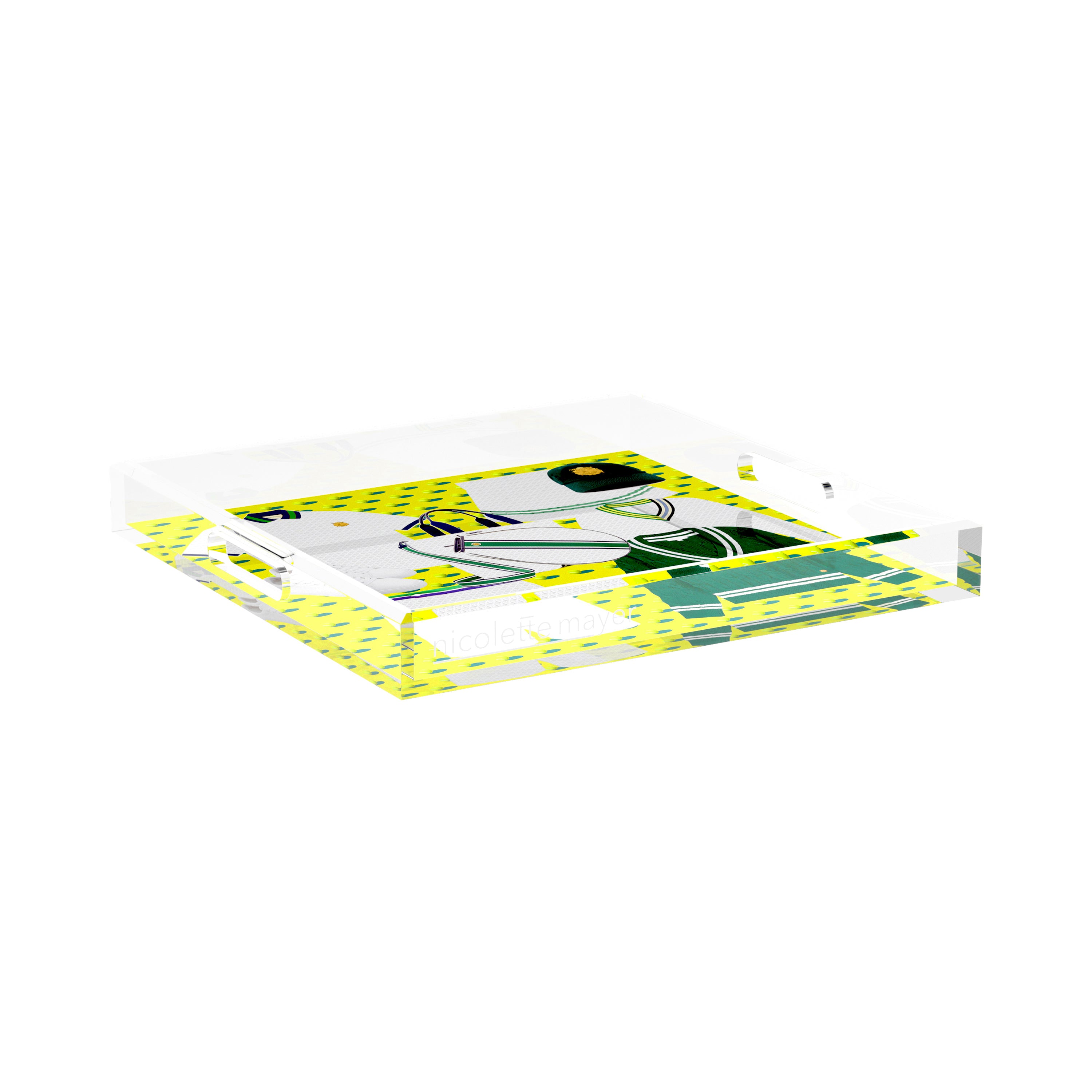 Tenniscore Fashion Chartreuse Kelly 15X15 Acrylic Tray - nicolettemayer.com