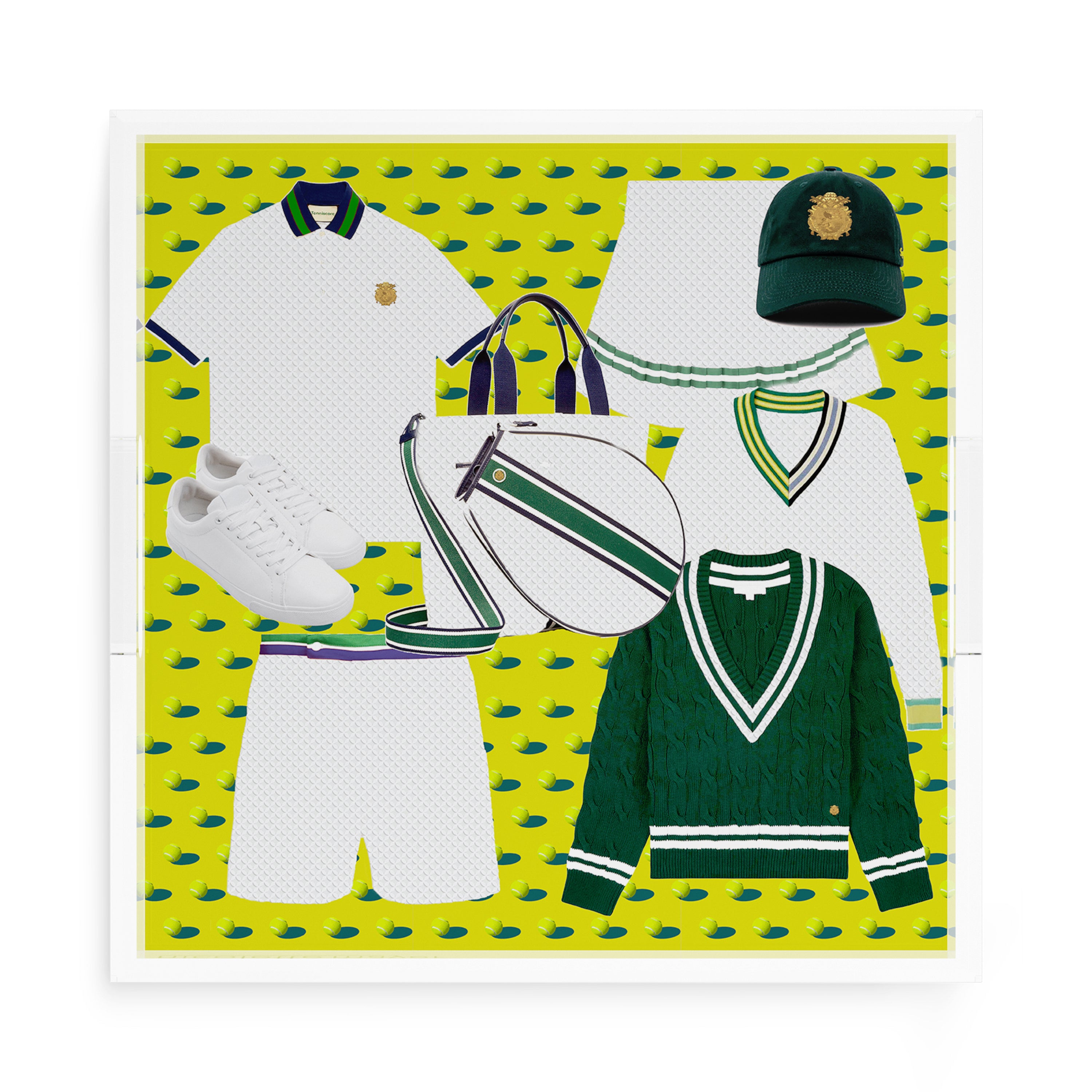 Tenniscore Fashion Chartreuse Kelly 15X15 Acrylic Tray - nicolettemayer.com