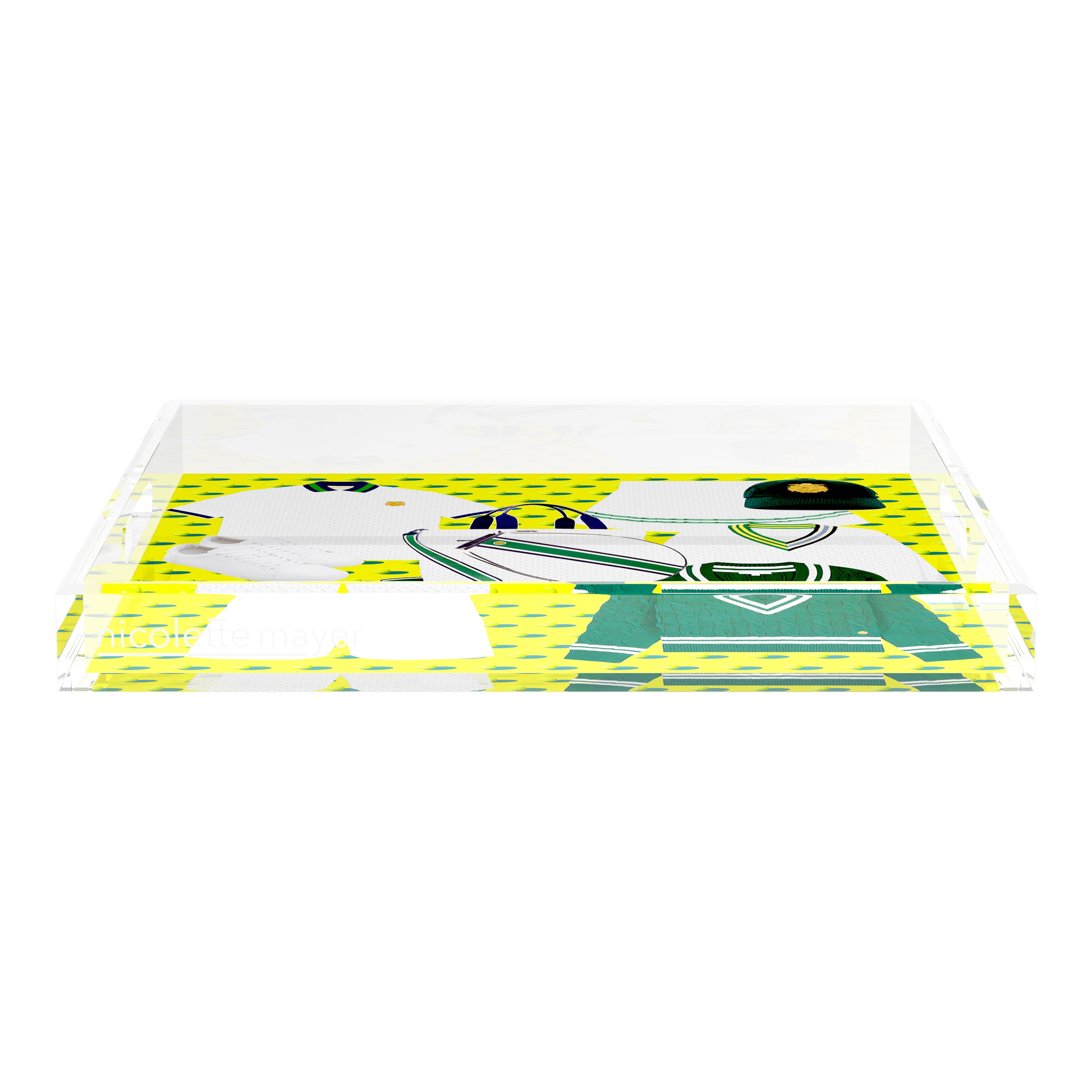 Tenniscore Fashion Chartreuse Kelly 18X18 Acrylic Tray - nicolettemayer.com