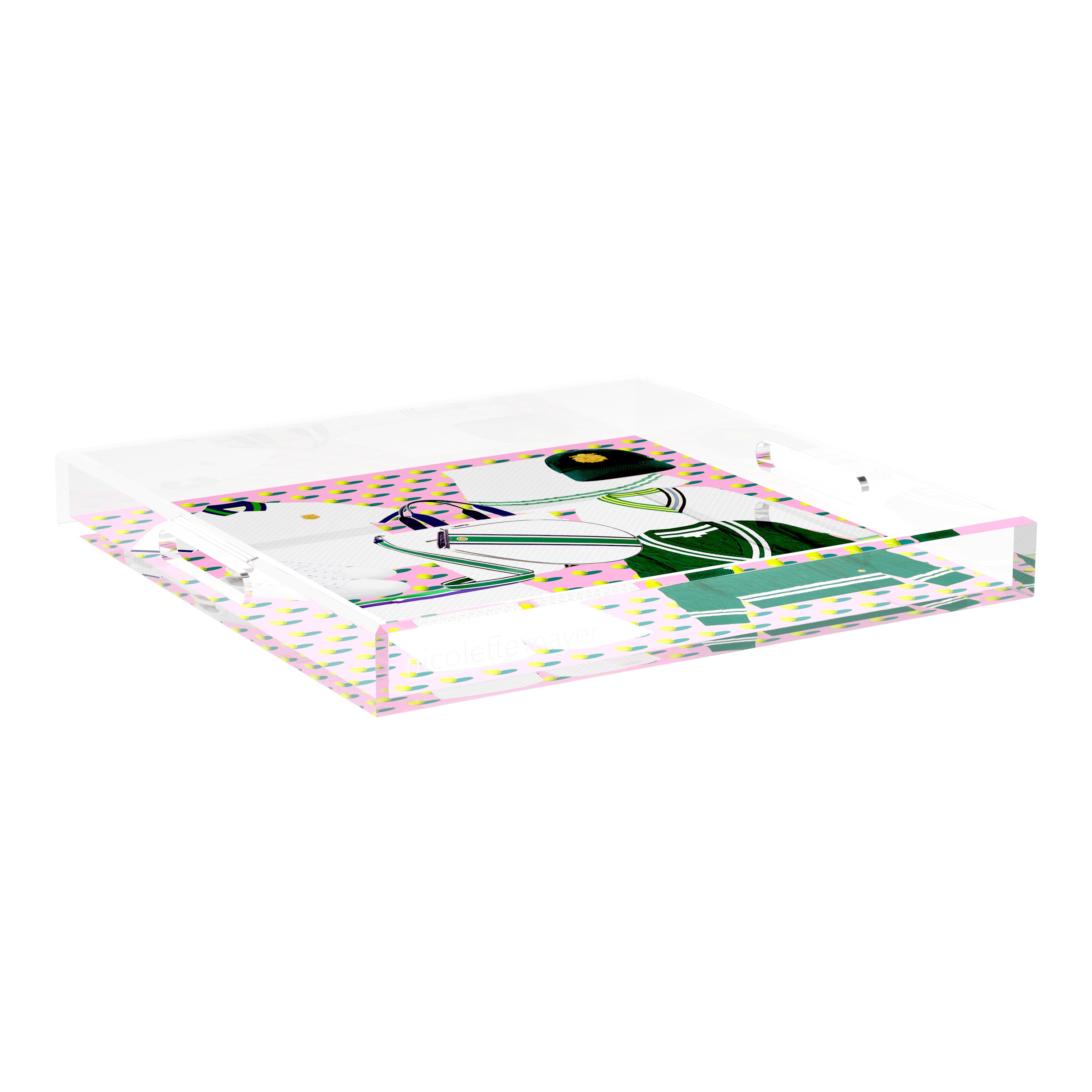 Tenniscore Fashion Pink 18X18 Acrylic Tray - nicolettemayer.com
