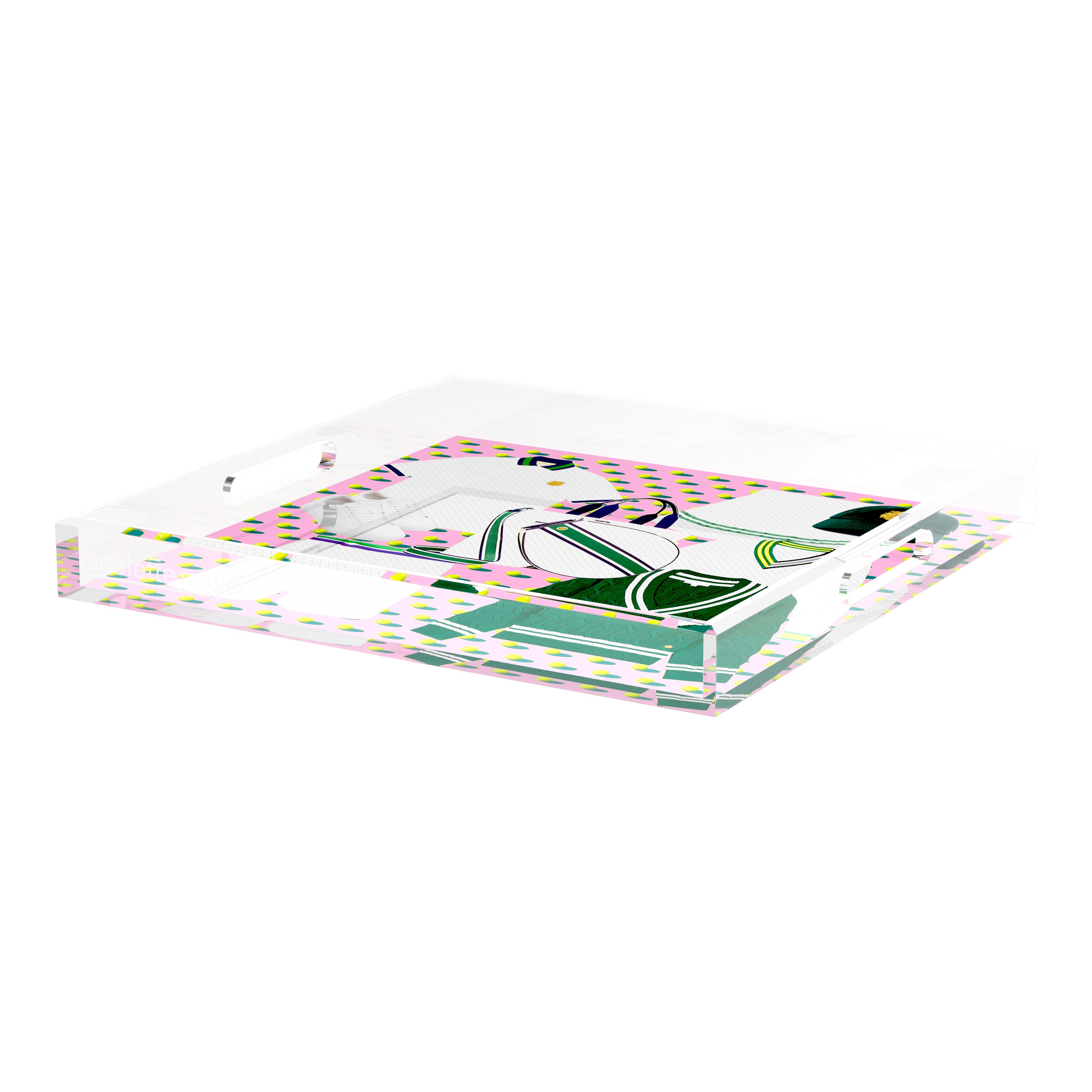 Tenniscore Fashion Pink 18X18 Acrylic Tray - nicolettemayer.com