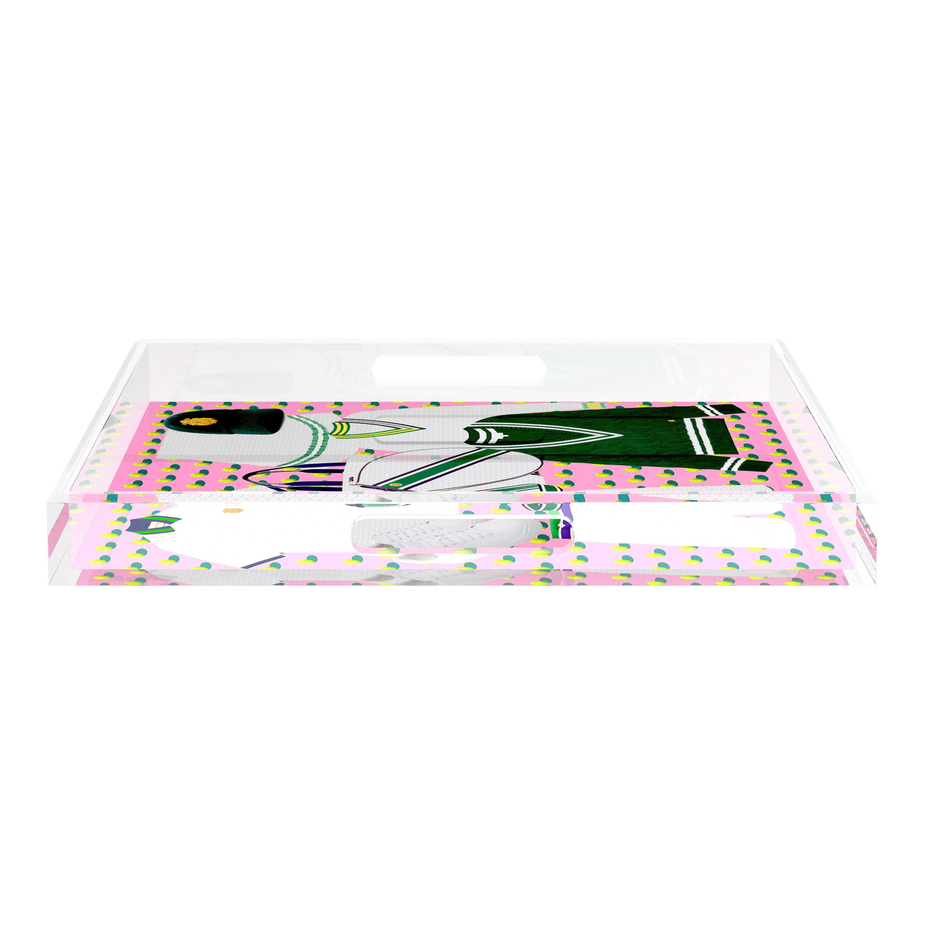 Tenniscore Fashion Pink 18X18 Acrylic Tray - nicolettemayer.com