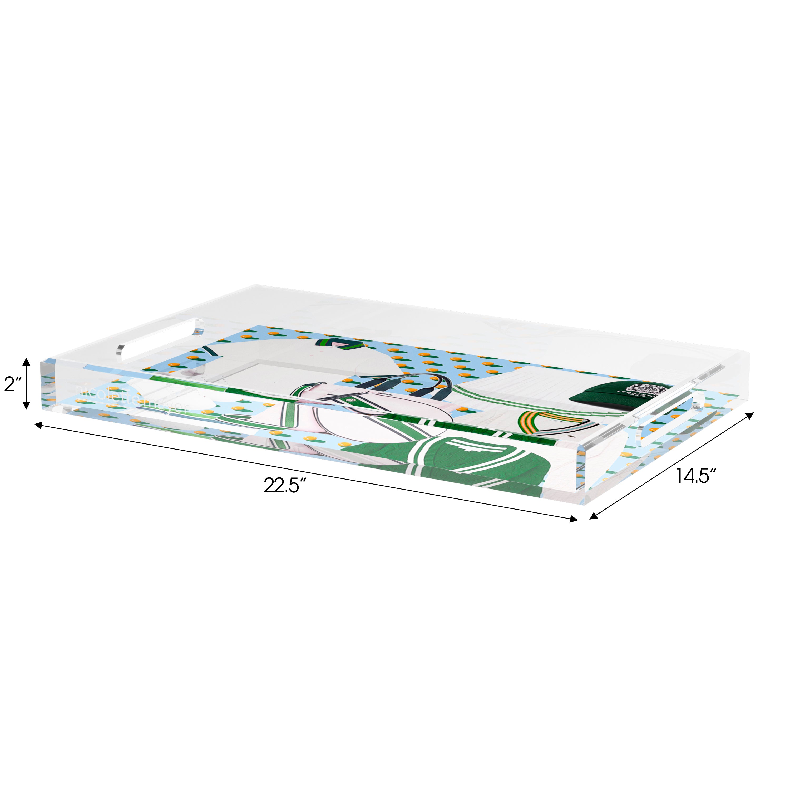 Tenniscore Fashion Blue Orange Set of 3 Acrylic Tray - nicolettemayer.com