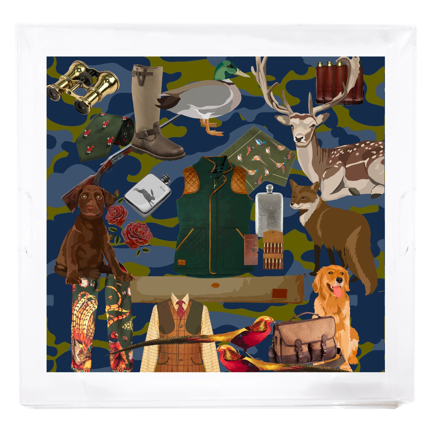 Upland Hunt Gentleman Hunter Olive Camo Tray